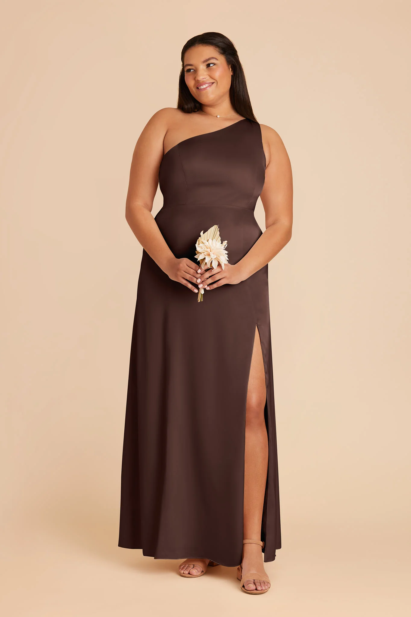 Kira Matte Satin Dress - Espresso - Image 2