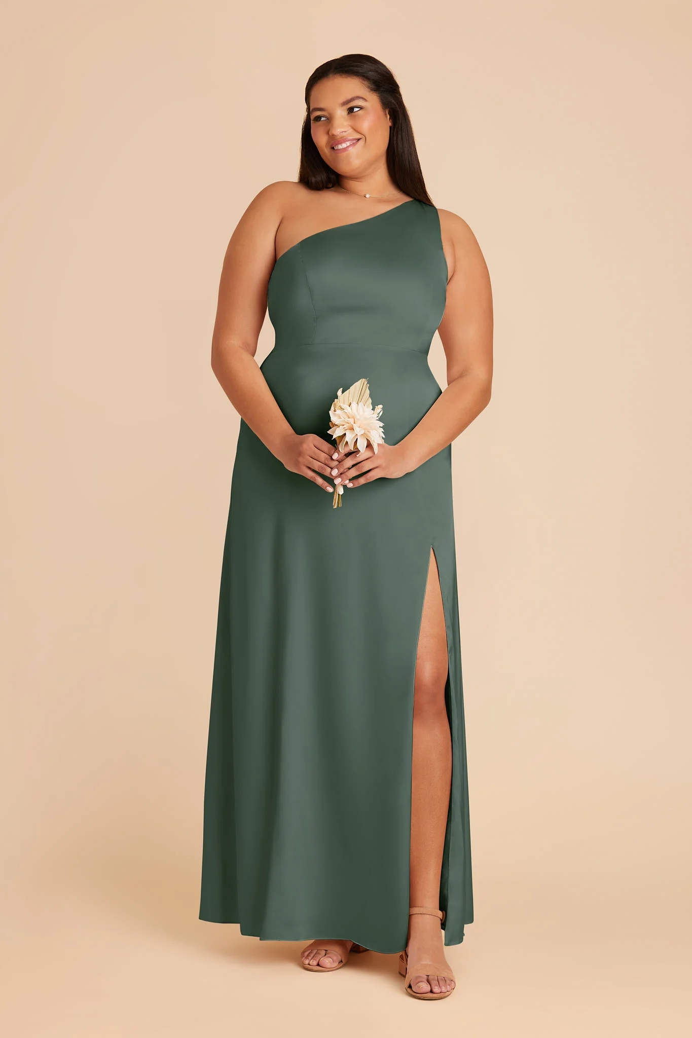 Kira Matte Satin Dress - Eucalyptus - Image 2