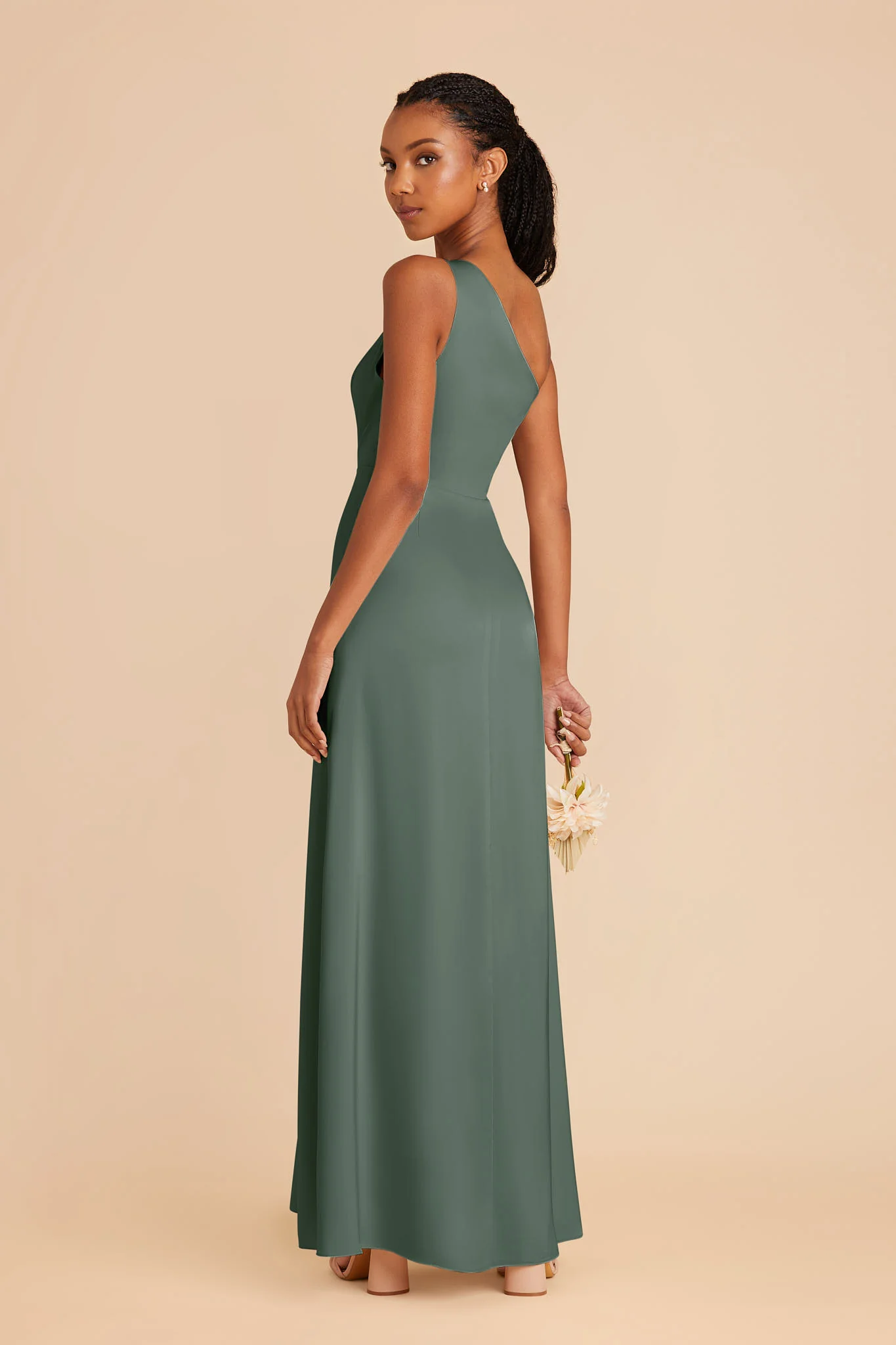 Kira Matte Satin Dress - Eucalyptus - Image 3