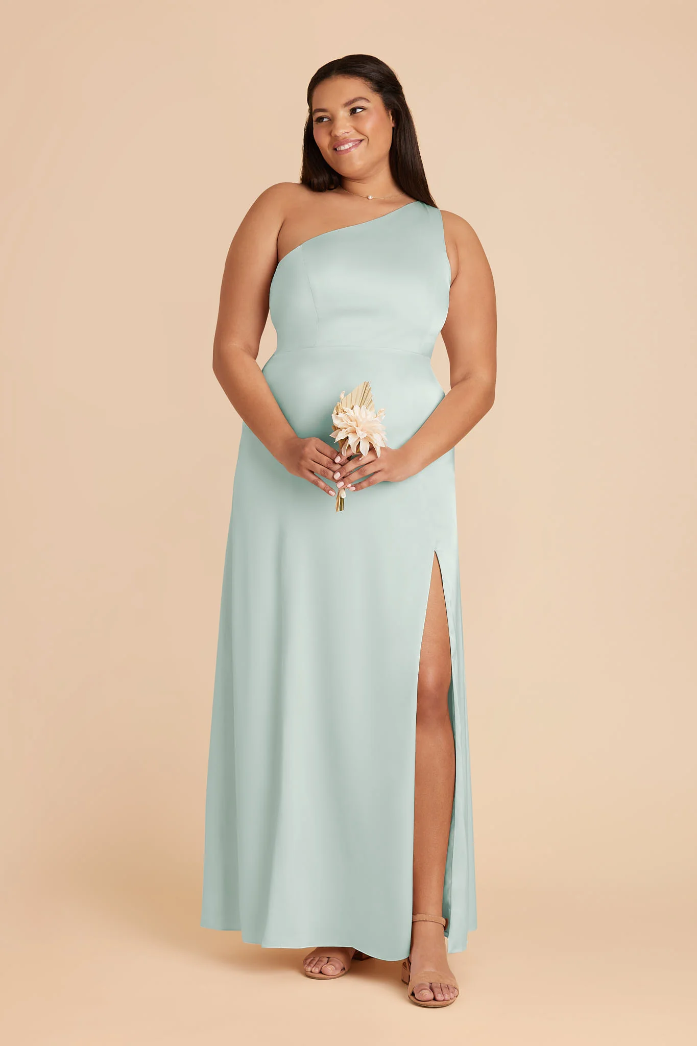 Kira Matte Satin Dress - Mint - Image 2