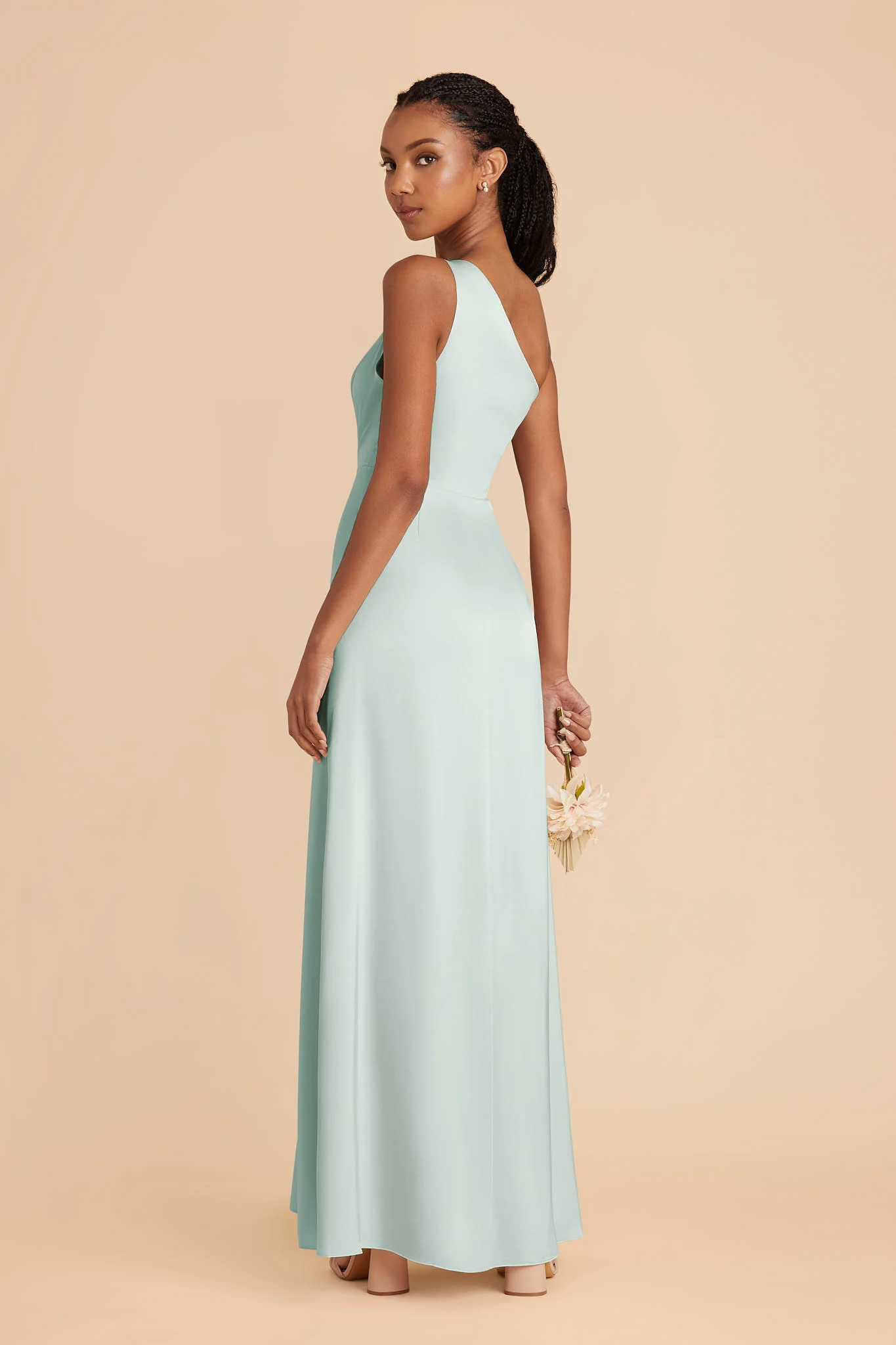 Kira Matte Satin Dress - Mint - Image 4
