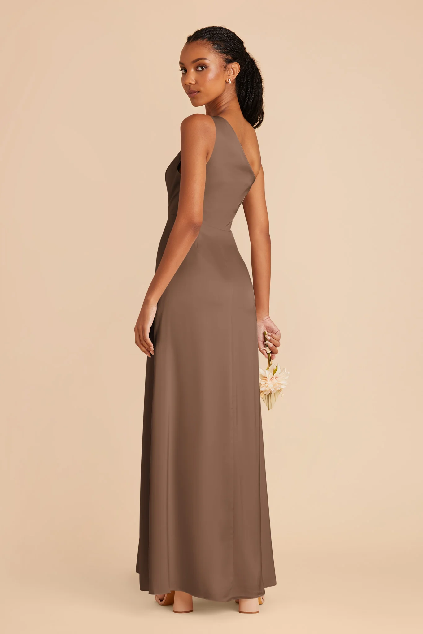 Kira Matte Satin Dress - Mocha - Image 4