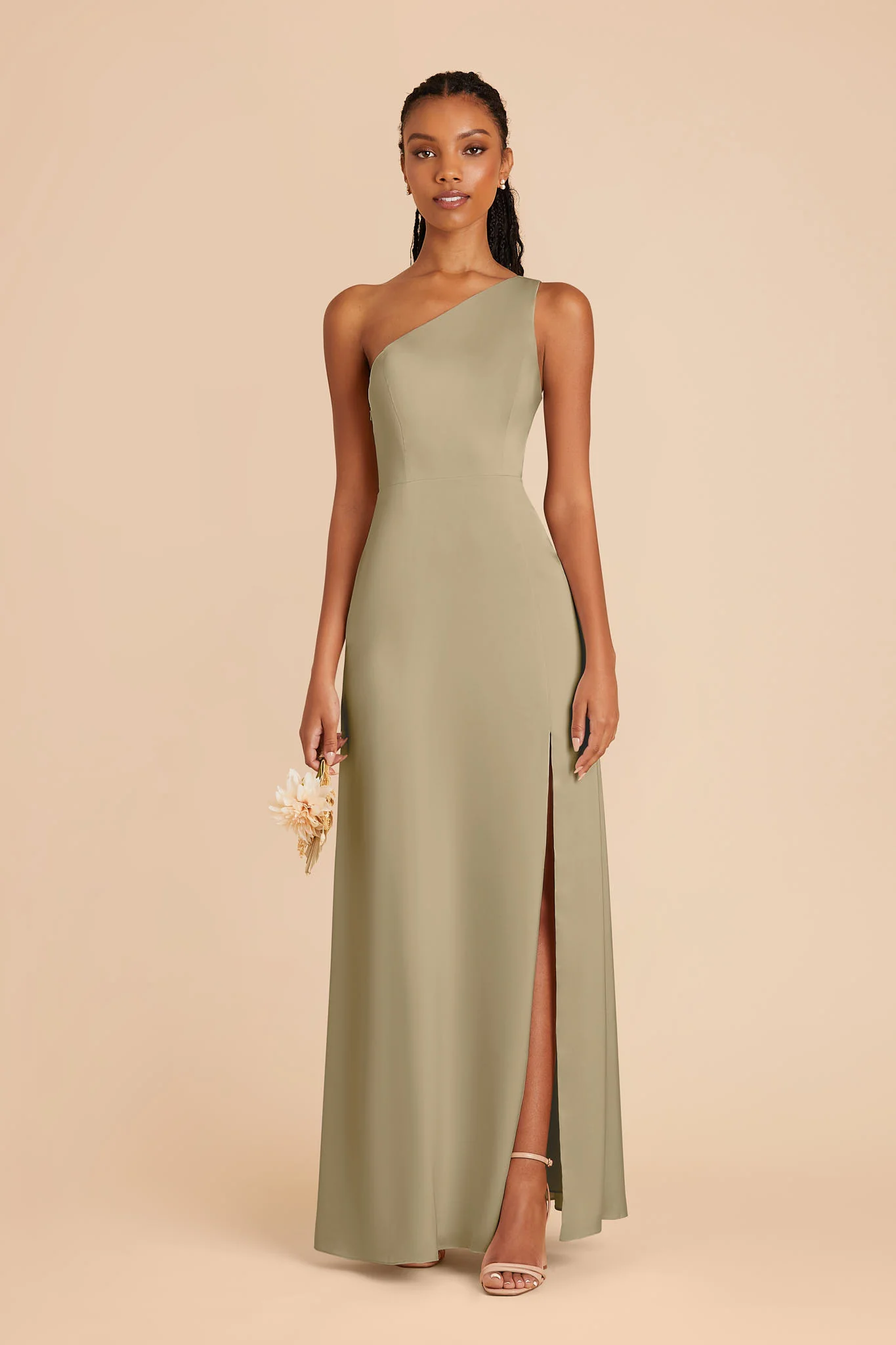 Kira Matte Satin Dress - Moss Green - Image 3