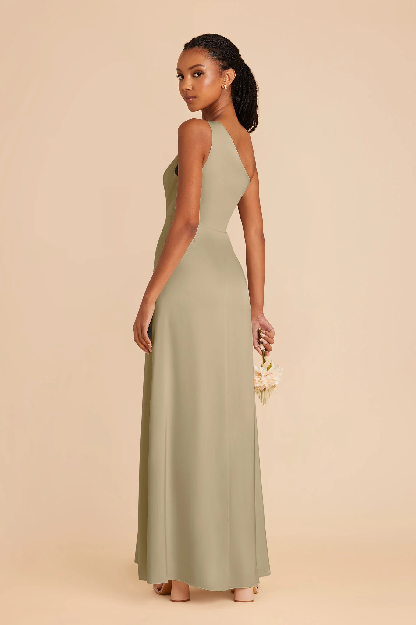 Kira Matte Satin Dress - Moss Green - Image 4