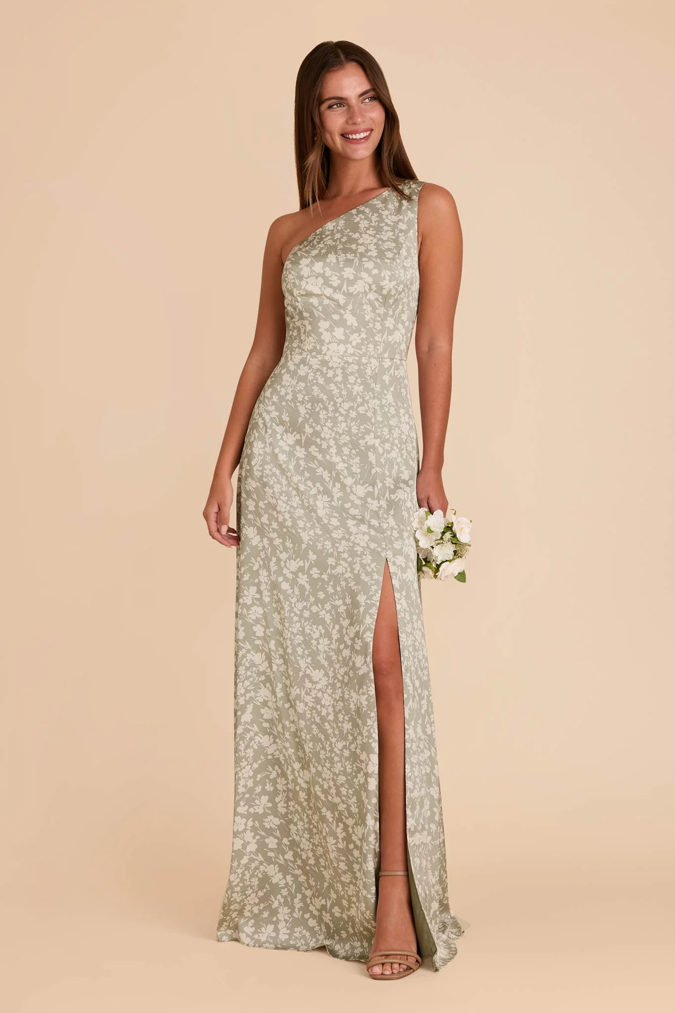 Kira Matte Satin Dress - Moss Green Dreamy Floral - Image 2
