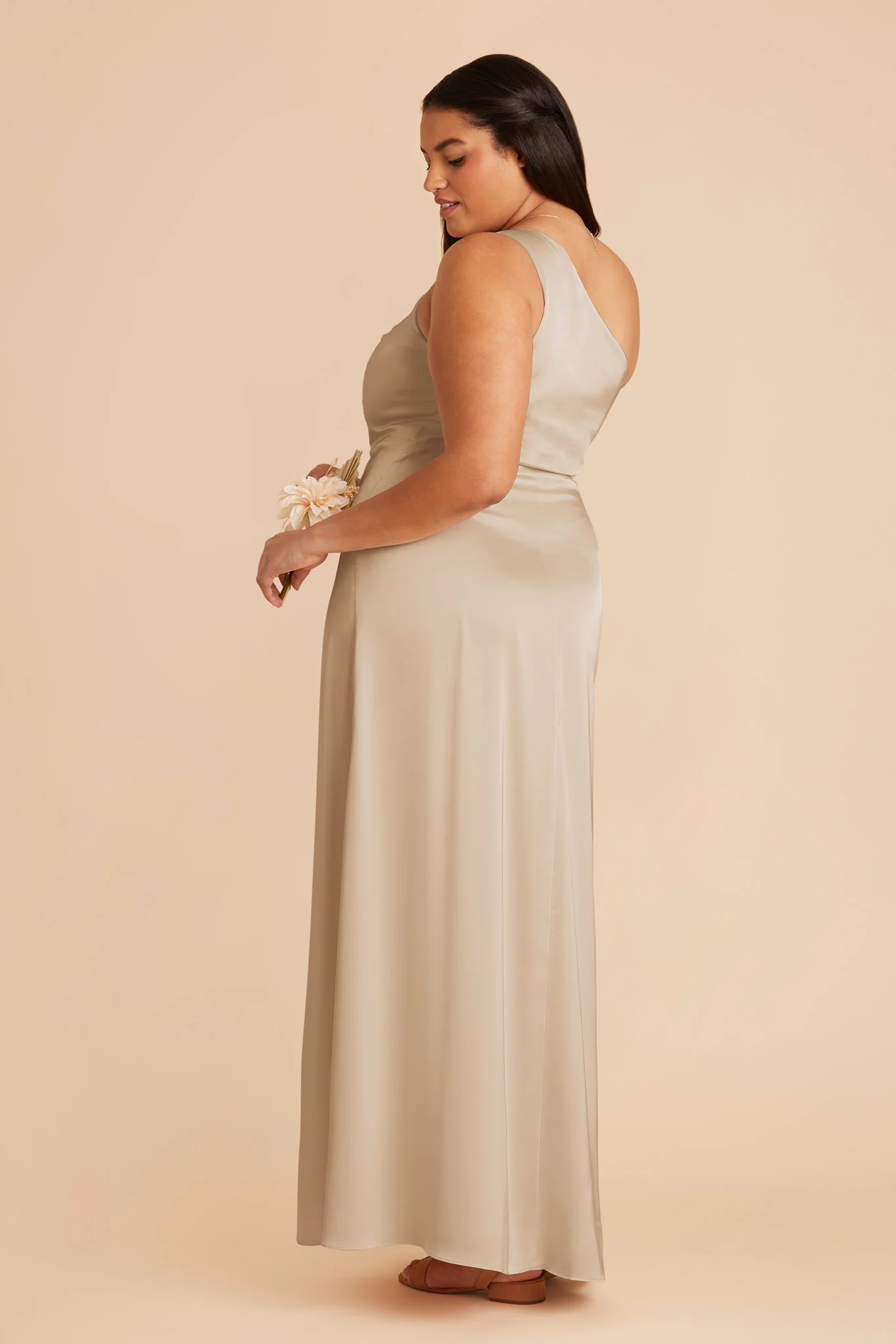 Kira Matte Satin Dress - Neutral Champagne - Image 7