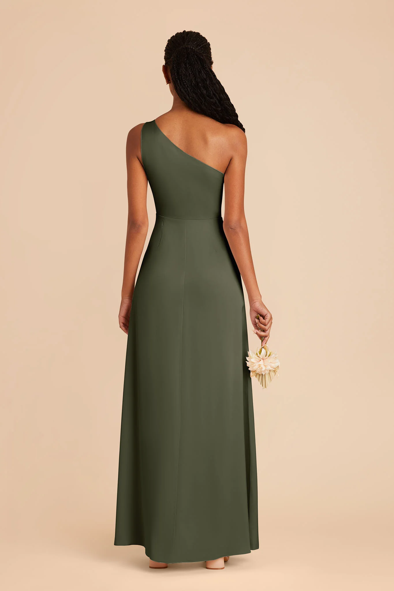 Kira Matte Satin Dress - Olive - Image 4