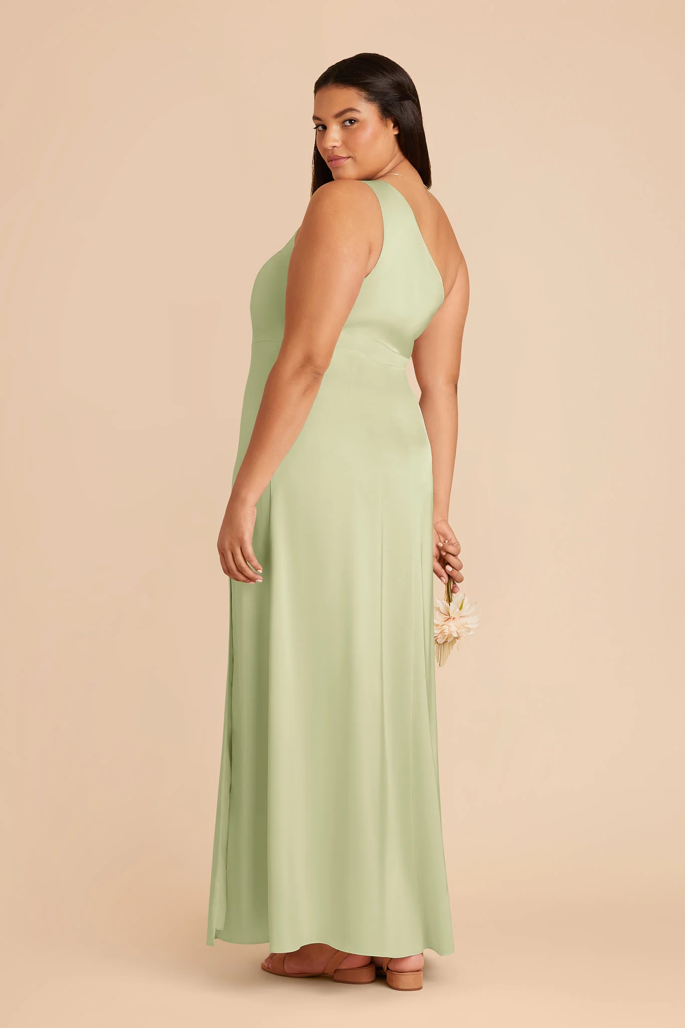 Kira Matte Satin Dress - Pale Pistachio - Image 5