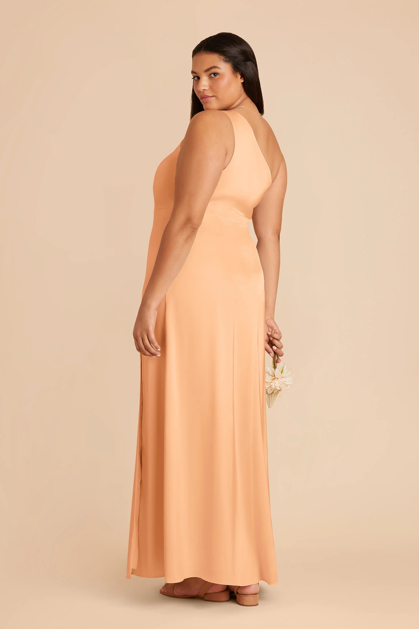 Kira Matte Satin Dress - Peach - Image 5