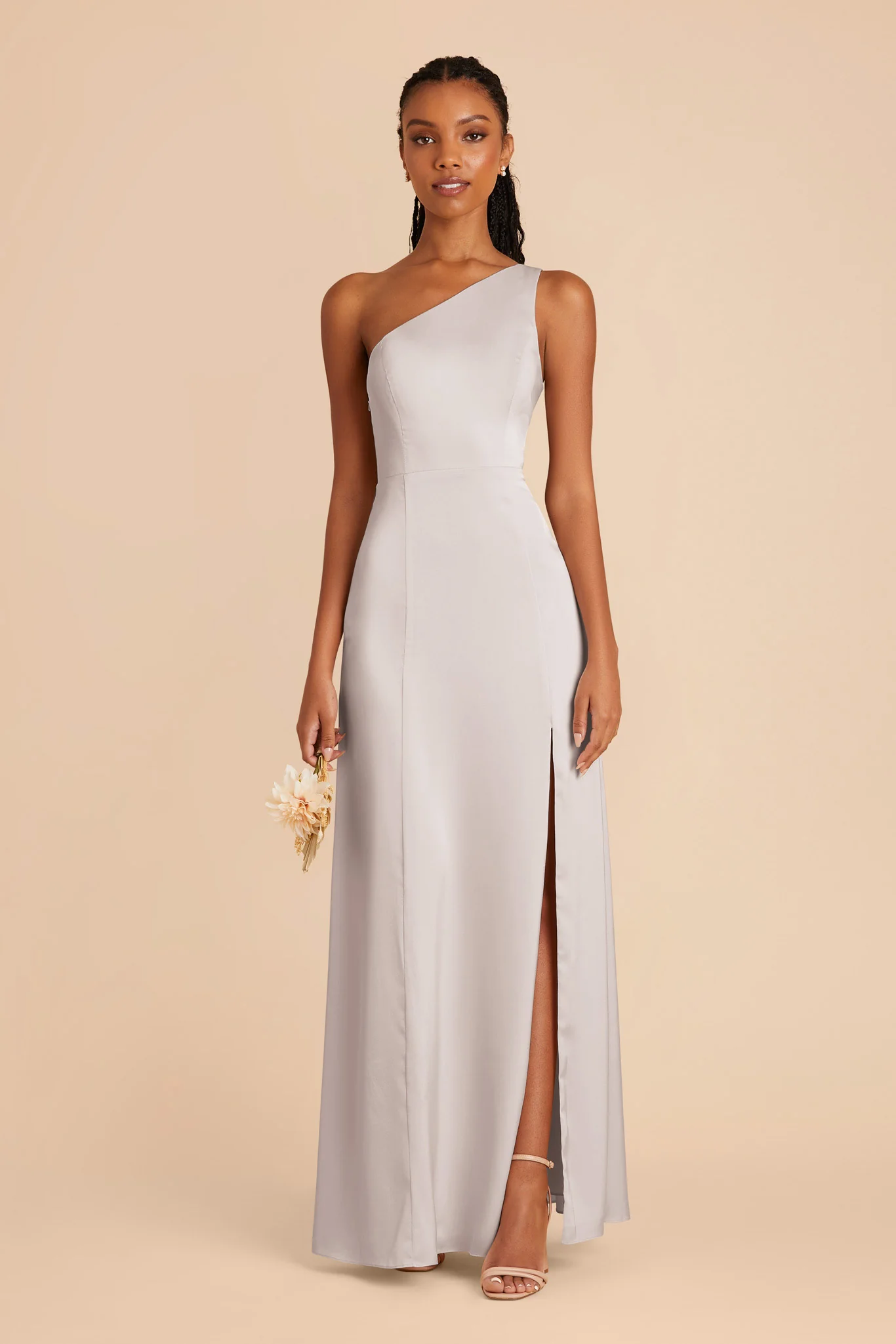 Kira Matte Satin Dress - Platinum