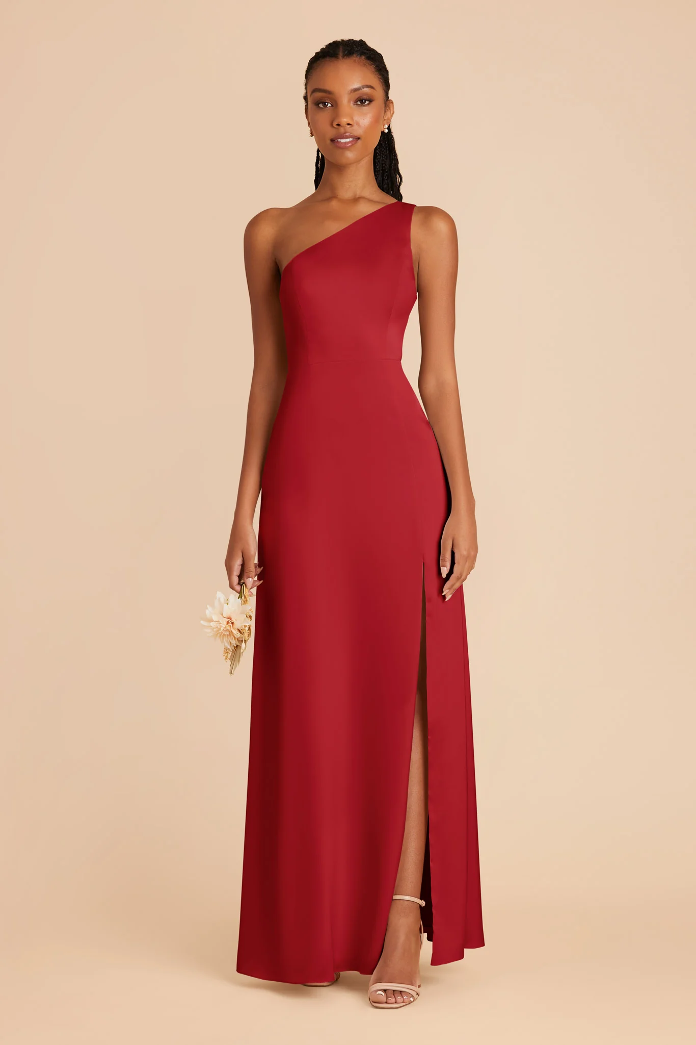 Kira Matte Satin Dress - Ruby Red