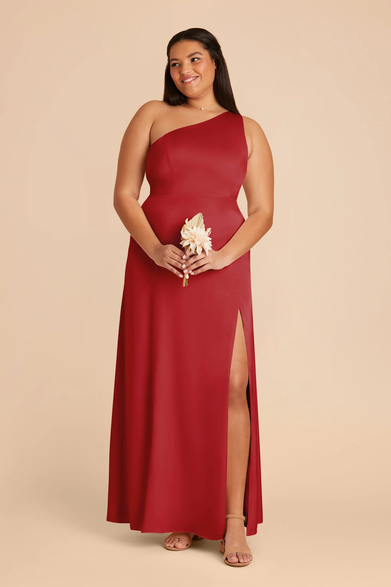 Kira Matte Satin Dress - Ruby Red - Image 2