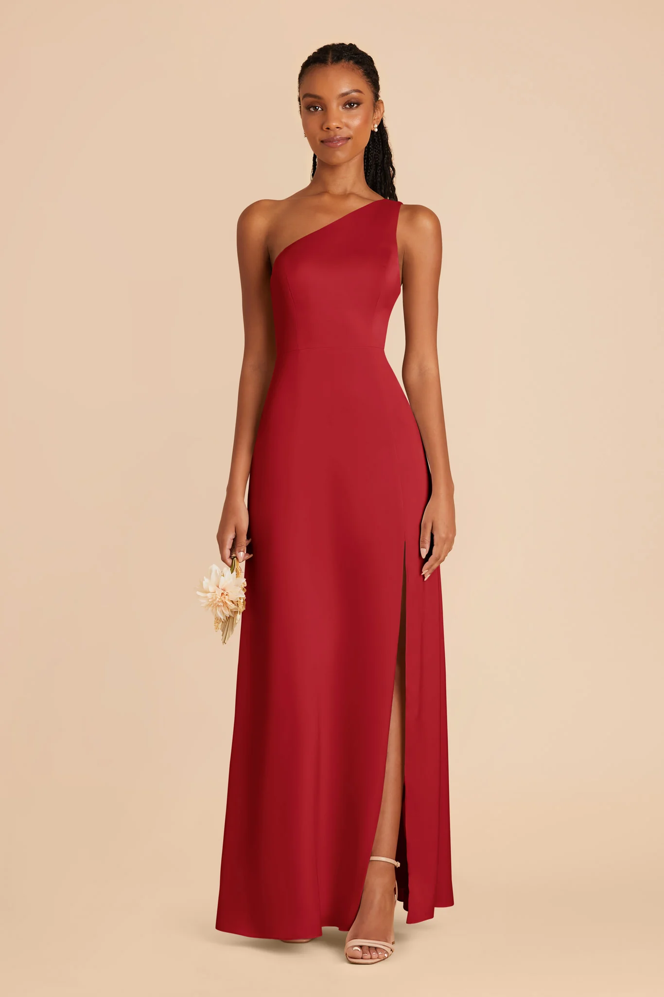 Kira Matte Satin Dress - Ruby Red - Image 3