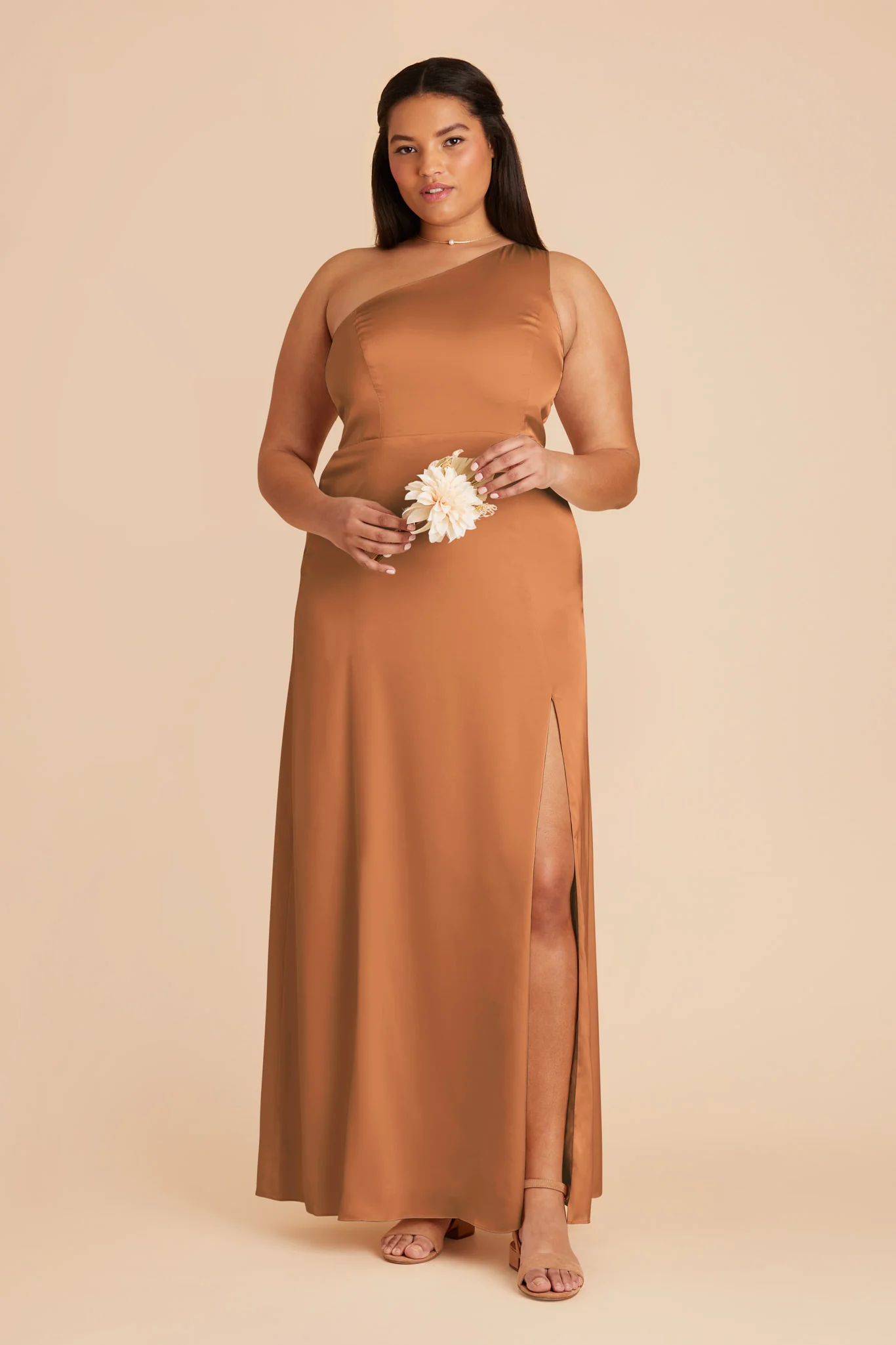 Kira Matte Satin Dress - Rust - Image 7