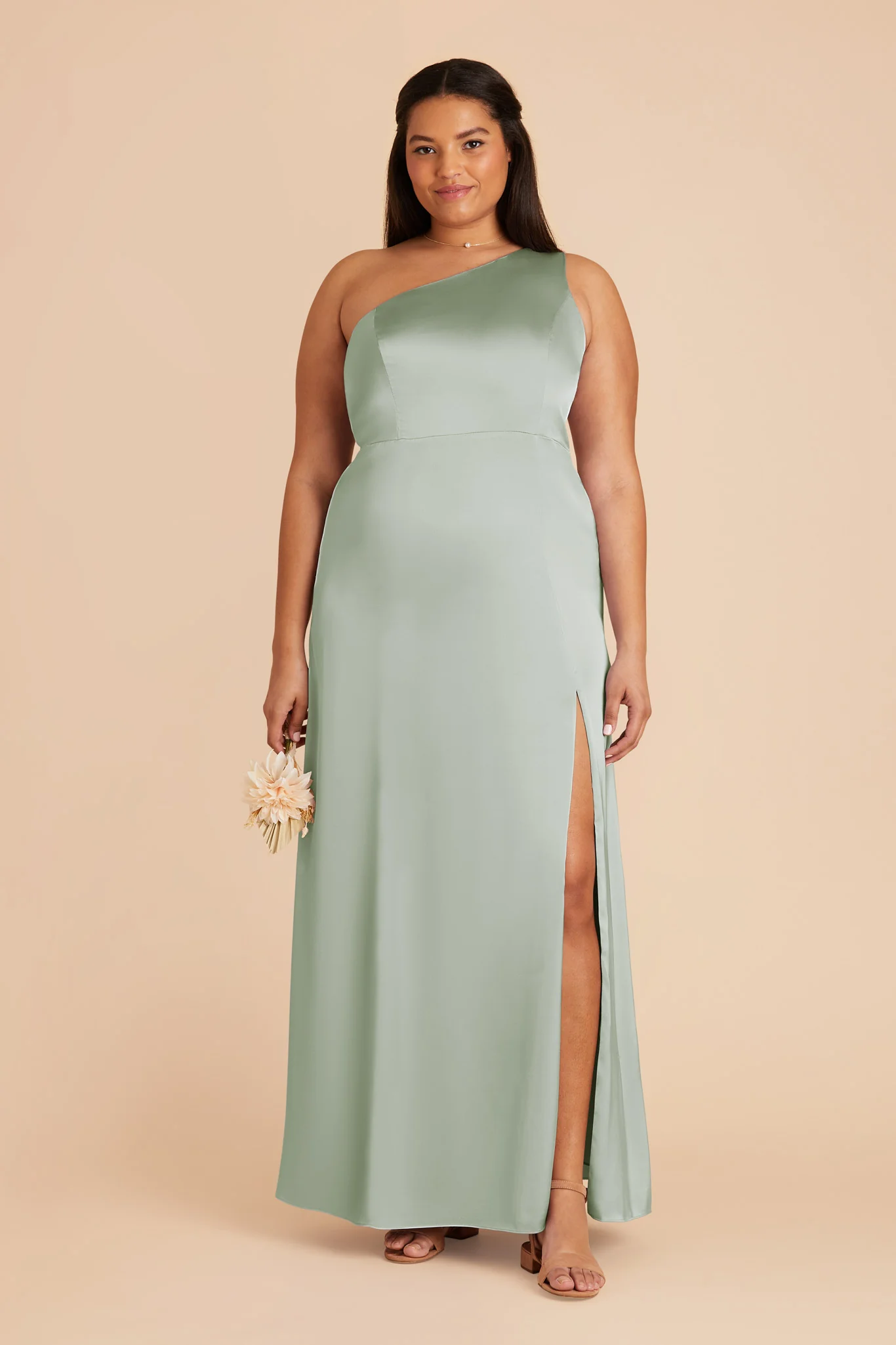 Kira Matte Satin Dress - Sage - Image 2