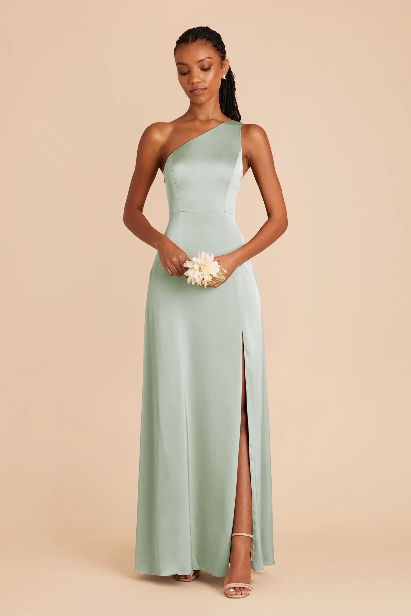 Kira Matte Satin Dress - Sage - Image 3
