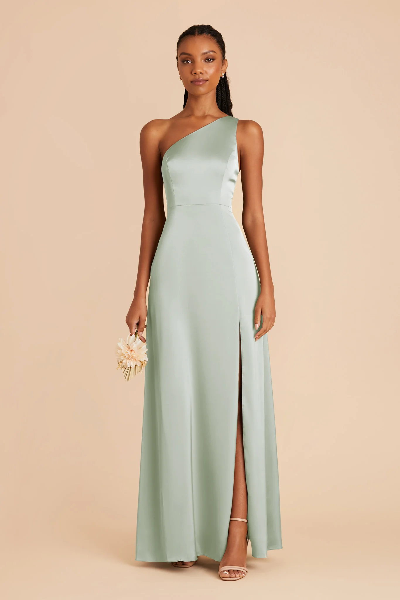 Kira Matte Satin Dress - Sage - Image 4