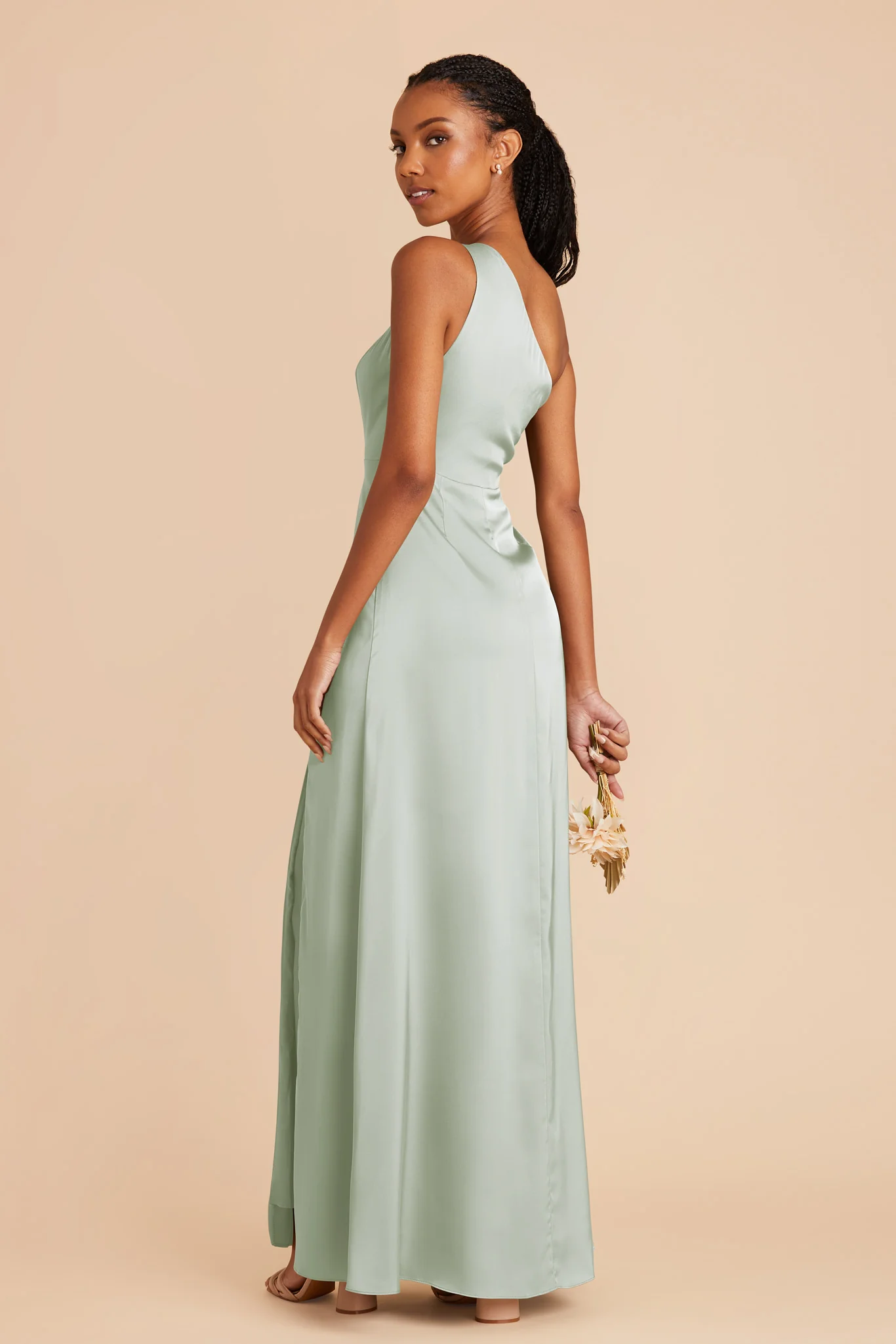 Kira Matte Satin Dress - Sage - Image 5
