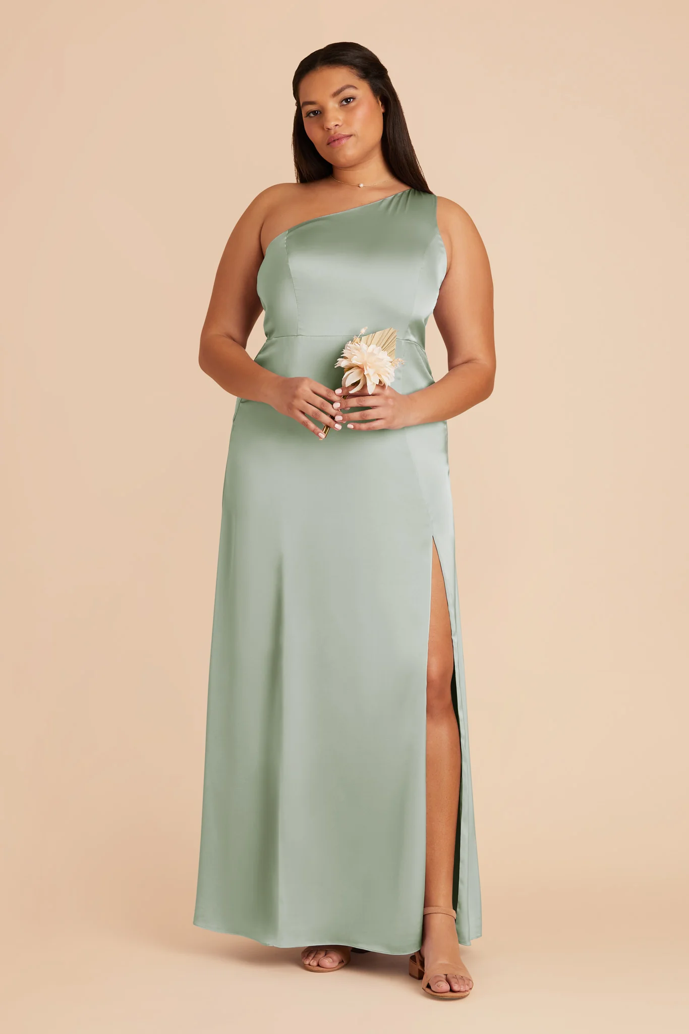 Kira Matte Satin Dress - Sage - Image 7