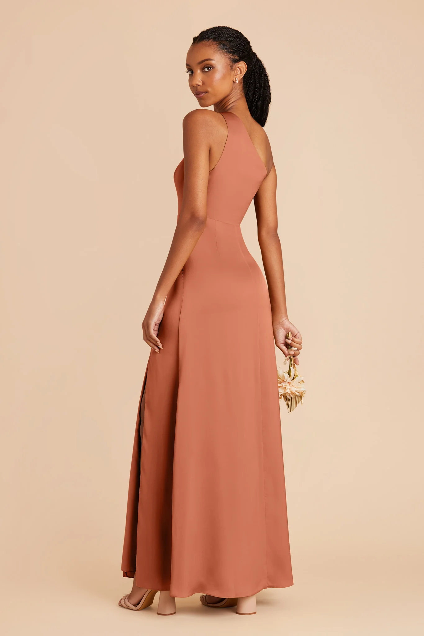 Kira Matte Satin Dress - Terracotta - Image 4