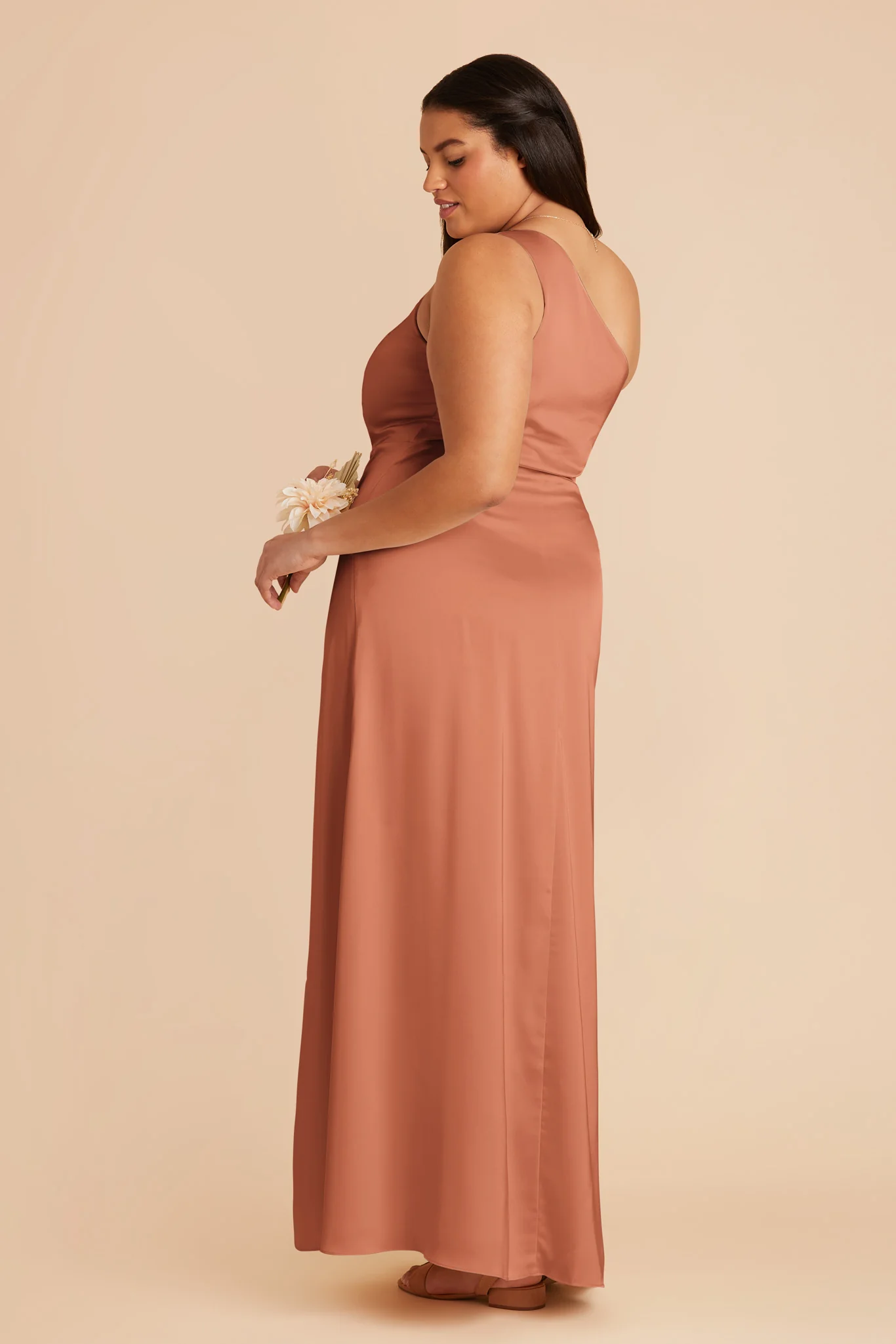 Kira Matte Satin Dress - Terracotta - Image 7