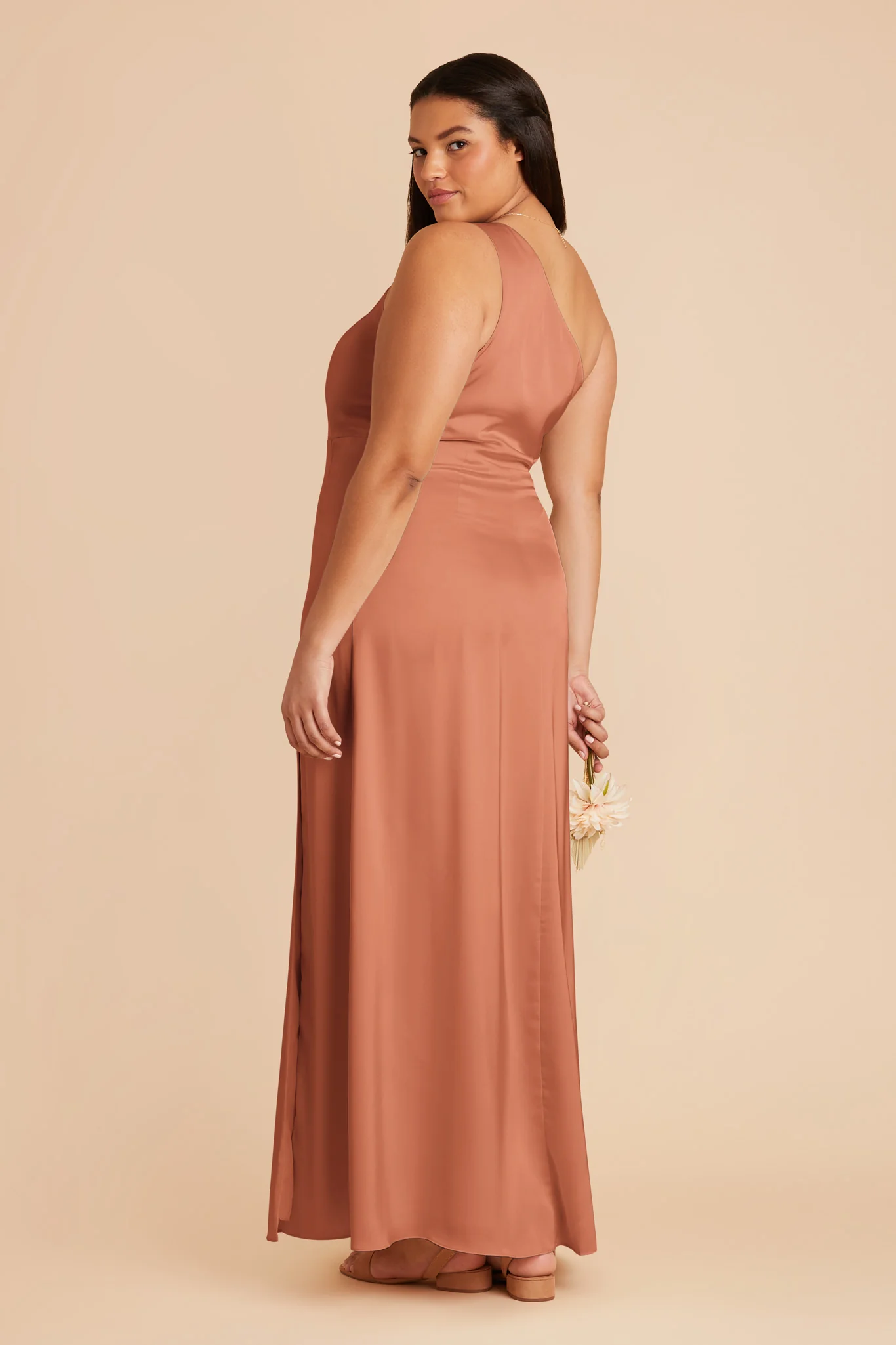 Kira Matte Satin Dress - Terracotta - Image 8