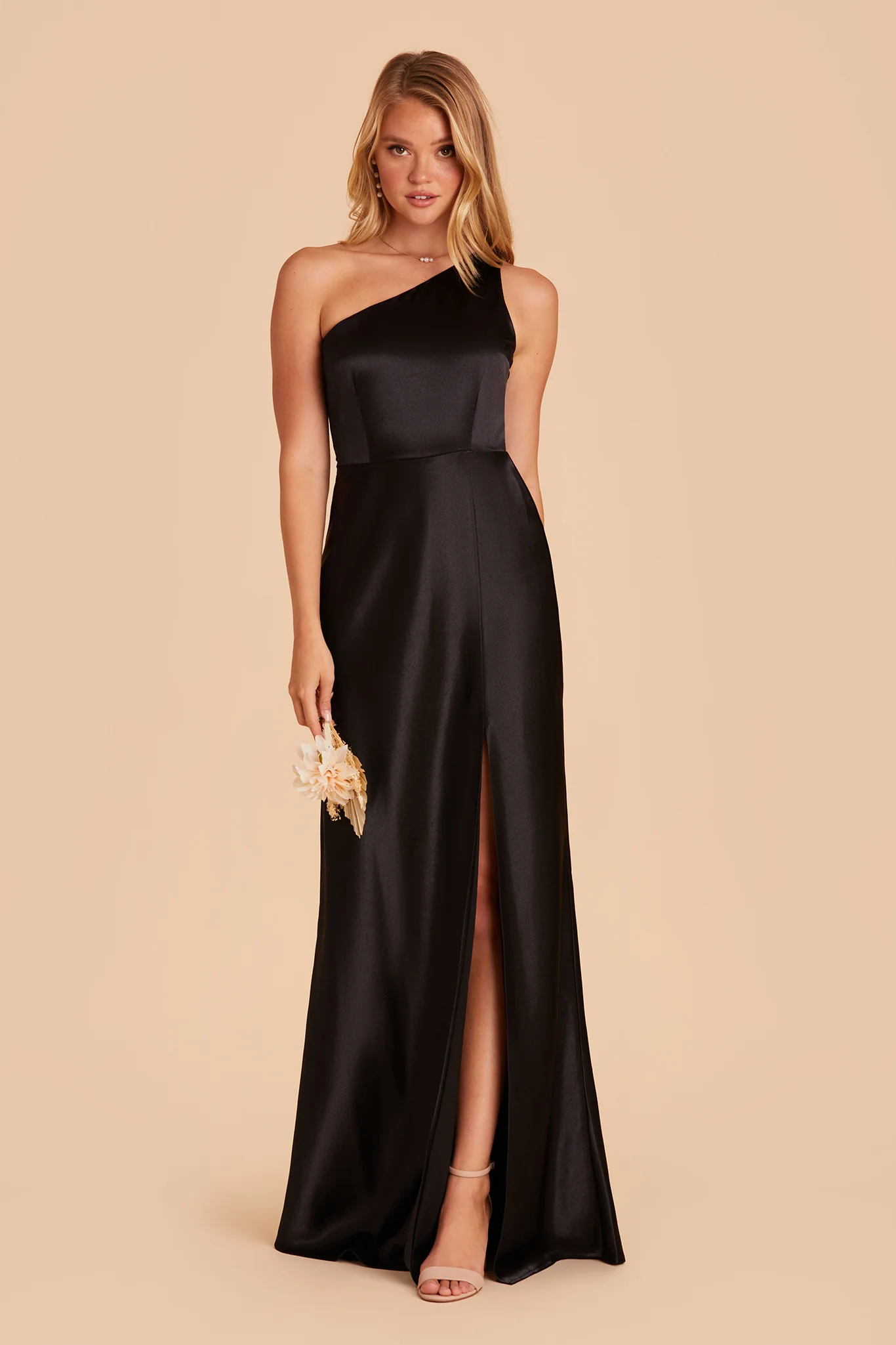 Kira Shiny Satin Dress - Black - Image 4
