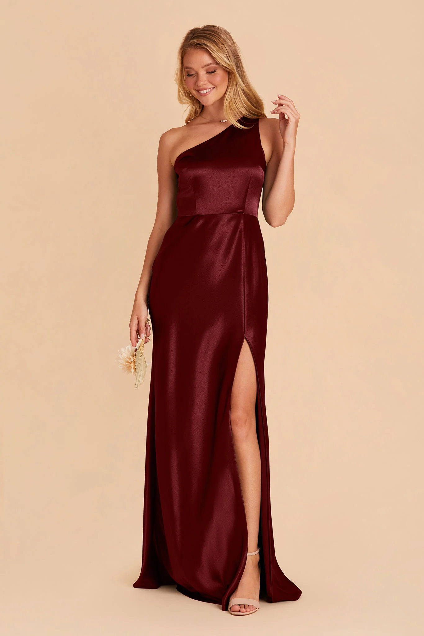 Kira Shiny Satin Dress - Cabernet - Image 4