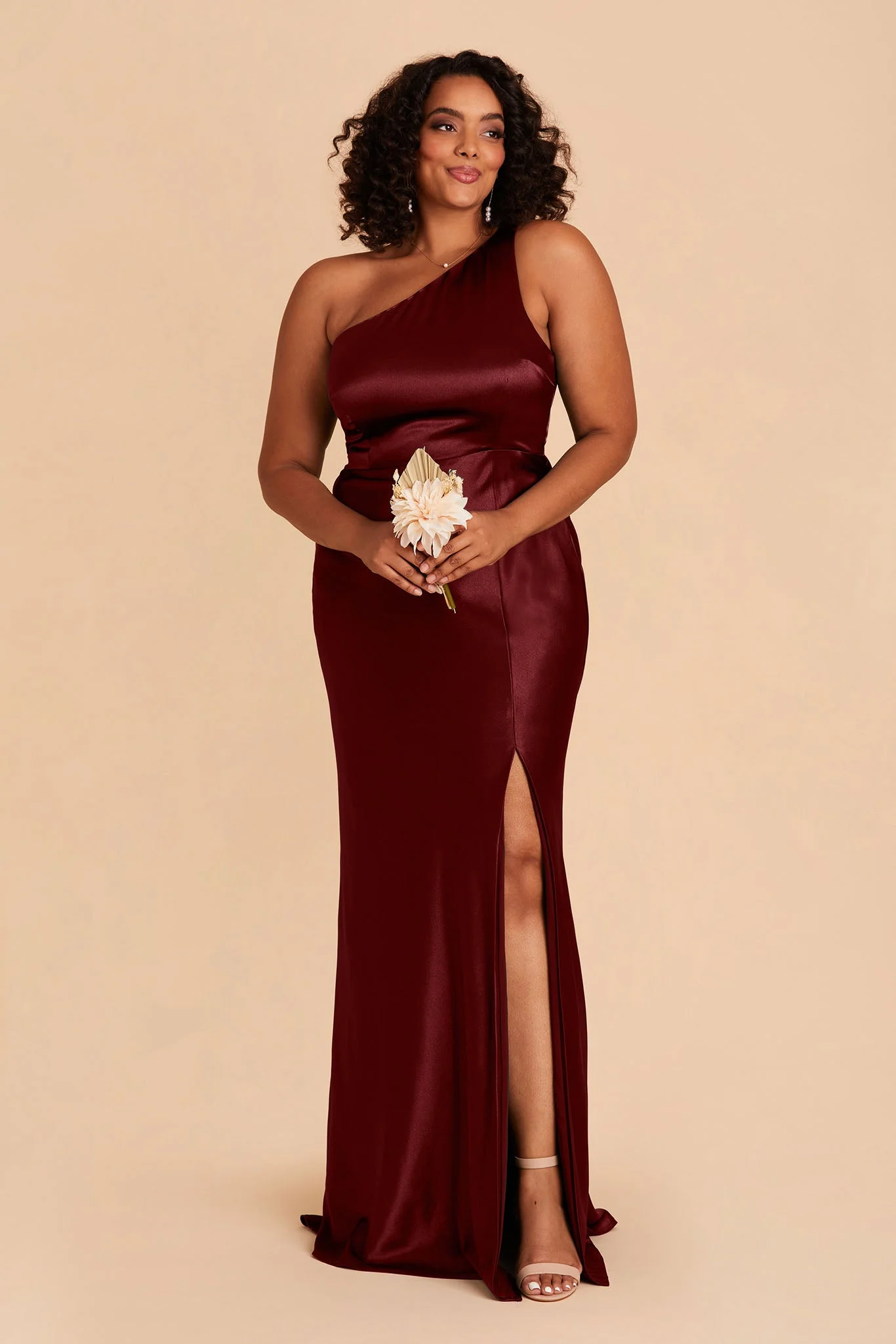 Kira Shiny Satin Dress - Cabernet - Image 7