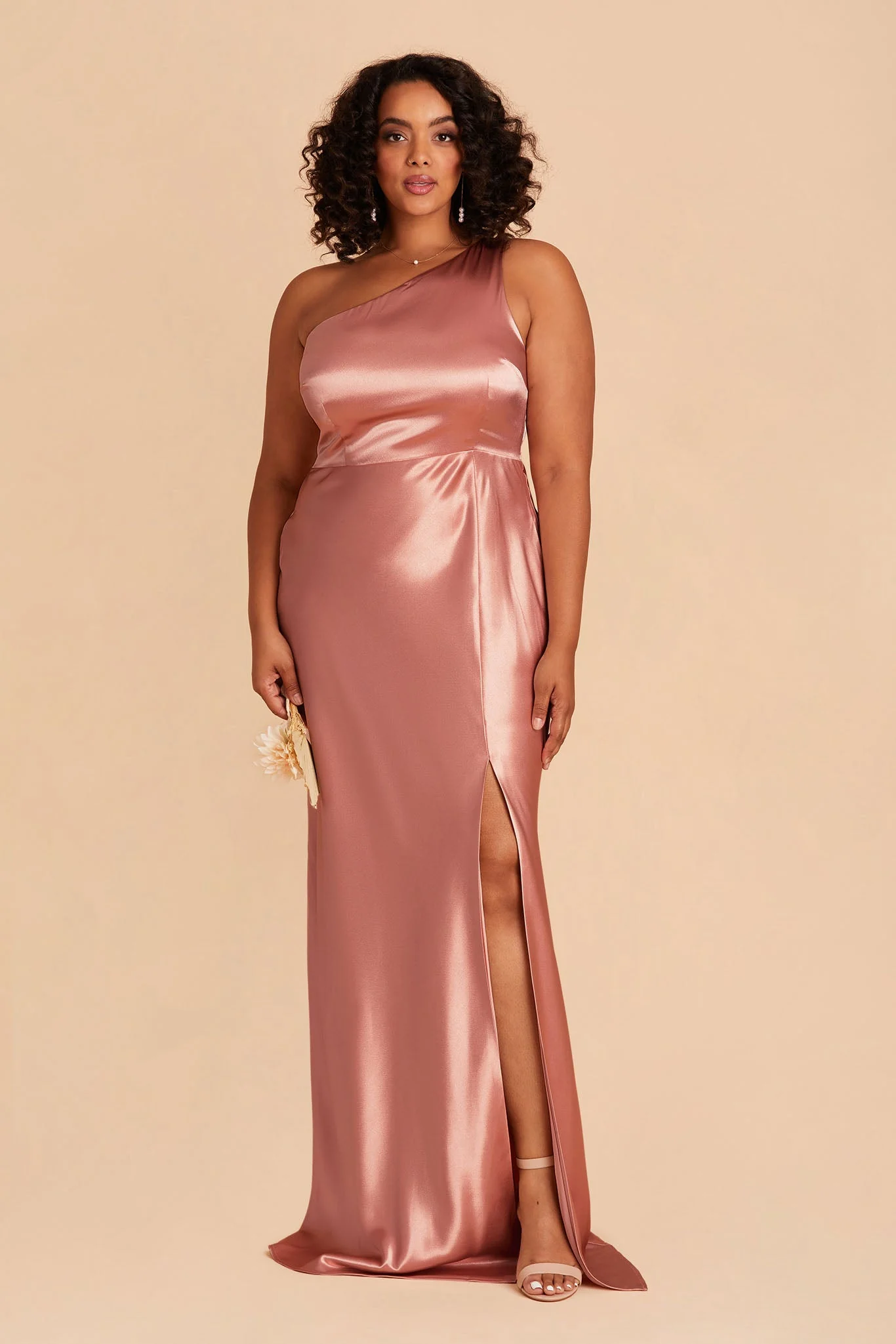 Kira Shiny Satin Dress - Desert Rose - Image 6