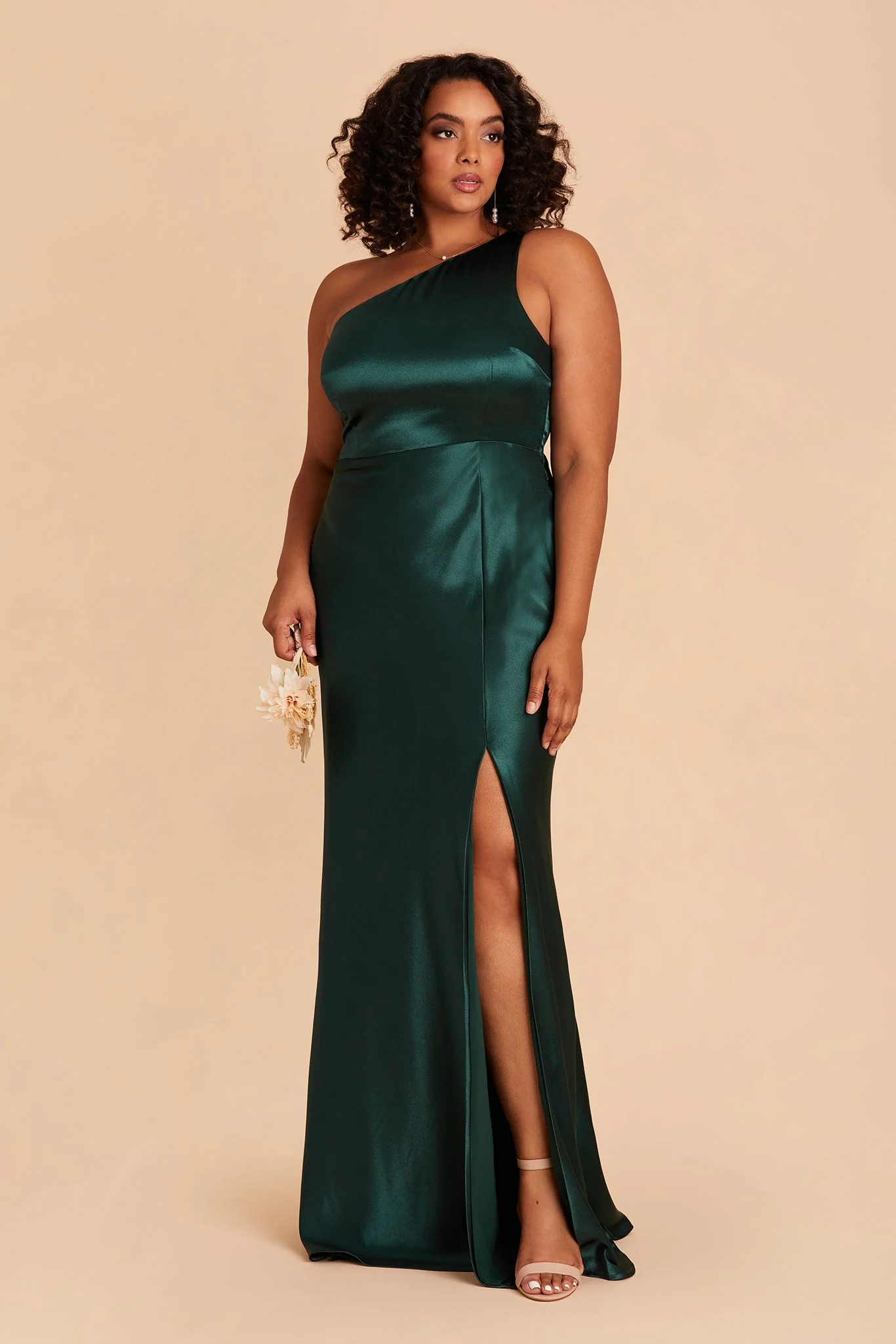 Kira Shiny Satin Dress - Emerald - Image 10