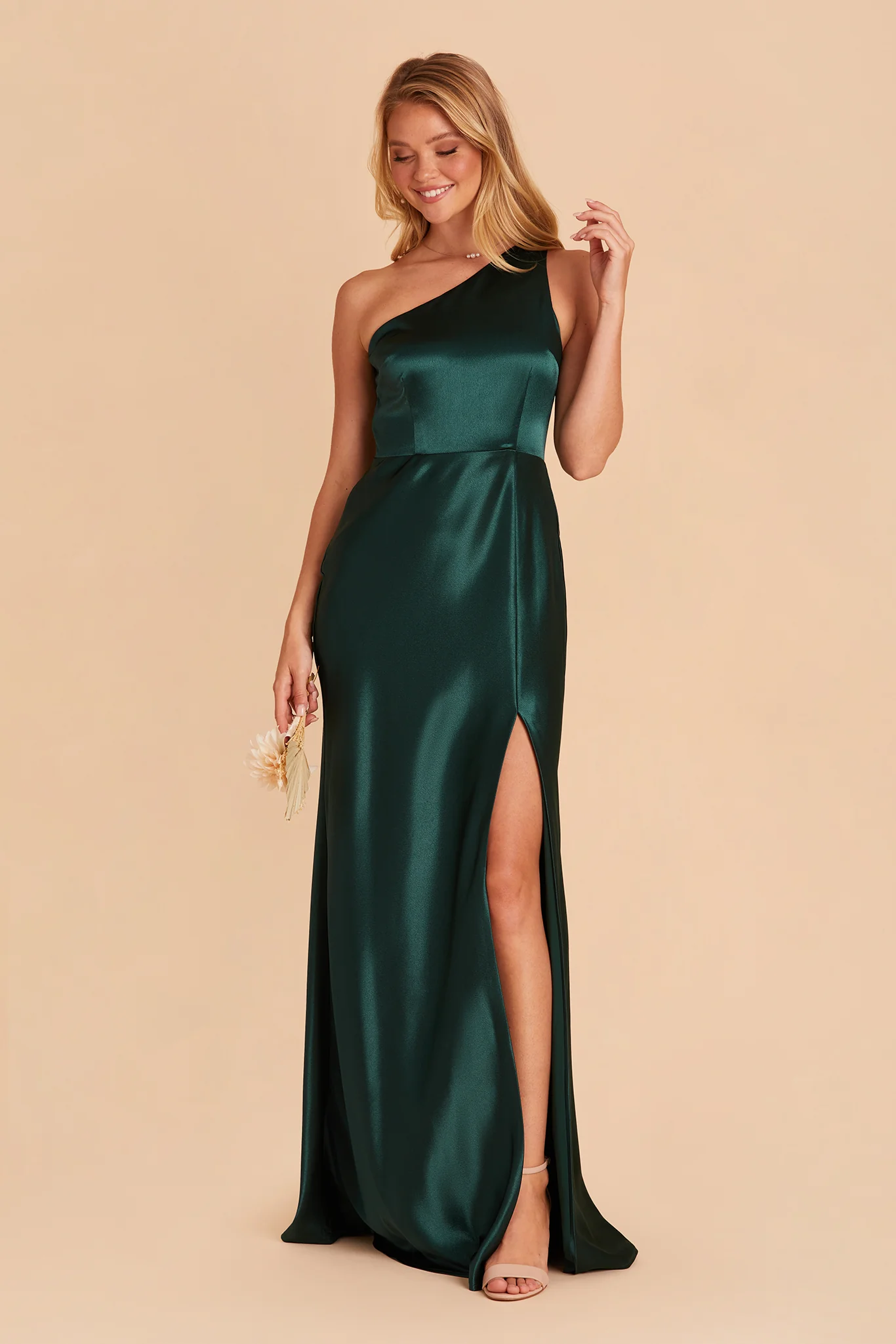 Kira Shiny Satin Dress - Emerald - Image 6