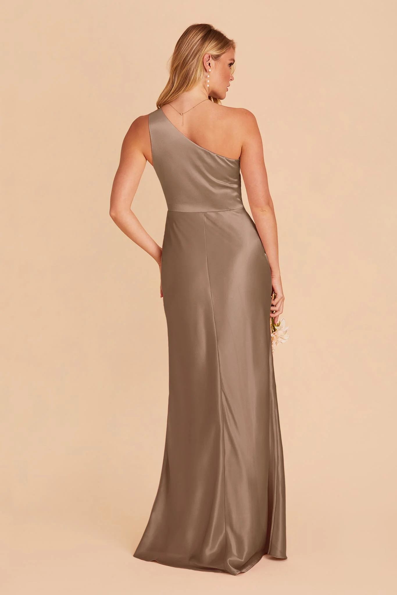 Kira Shiny Satin Dress - Mocha - Image 6