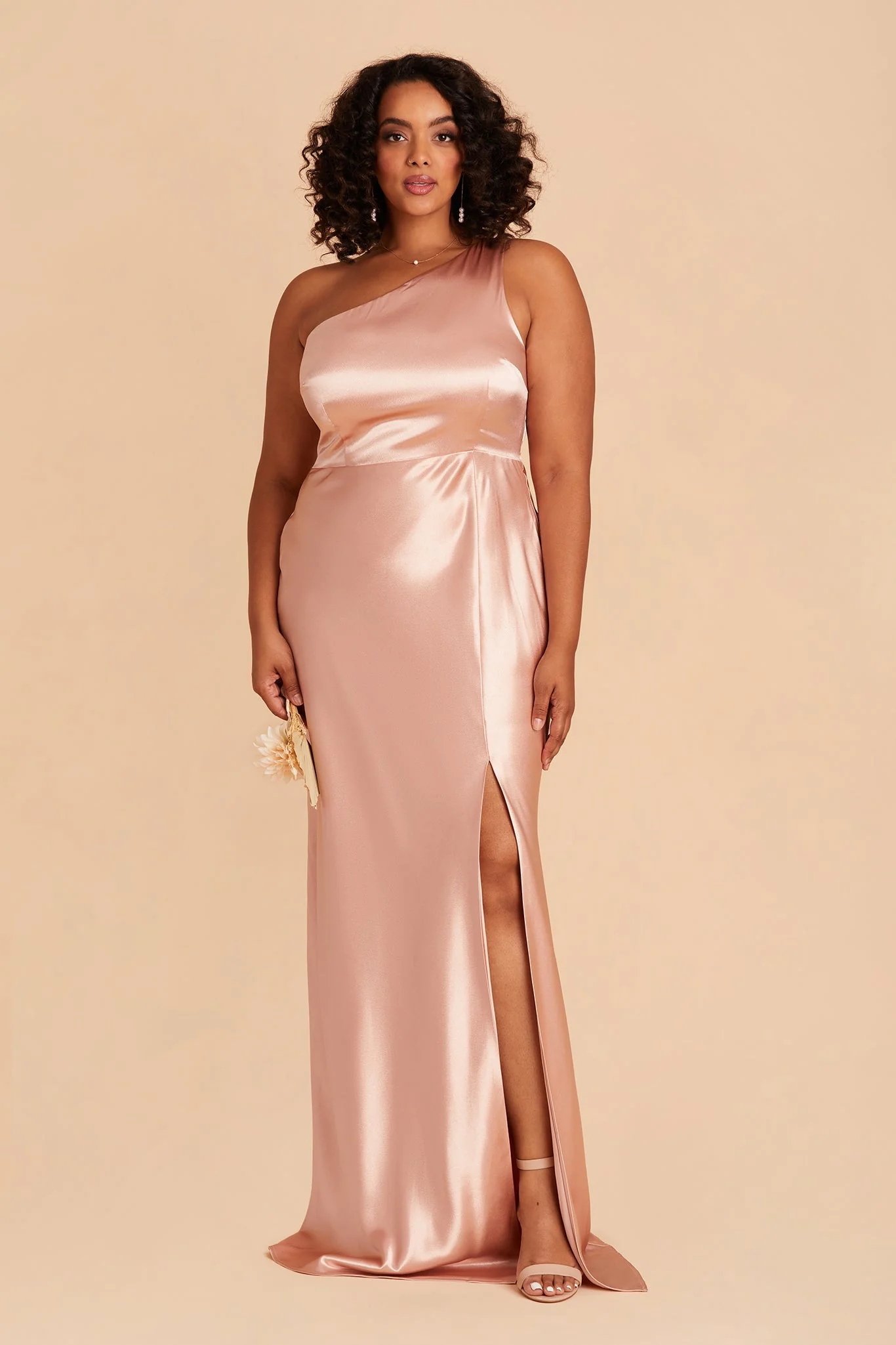 Kira Shiny Satin Dress - Rose Gold - Image 2