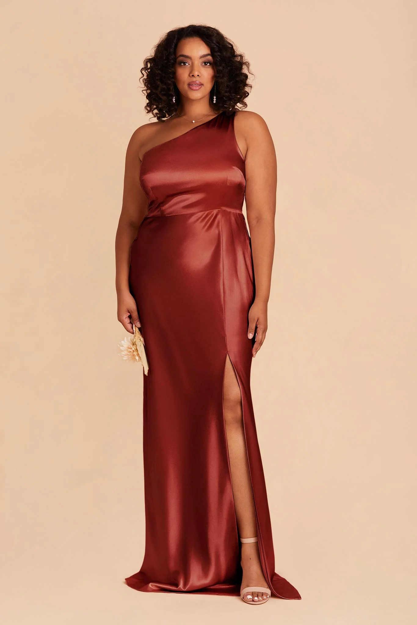 Kira Shiny Satin Dress - Spice - Image 2