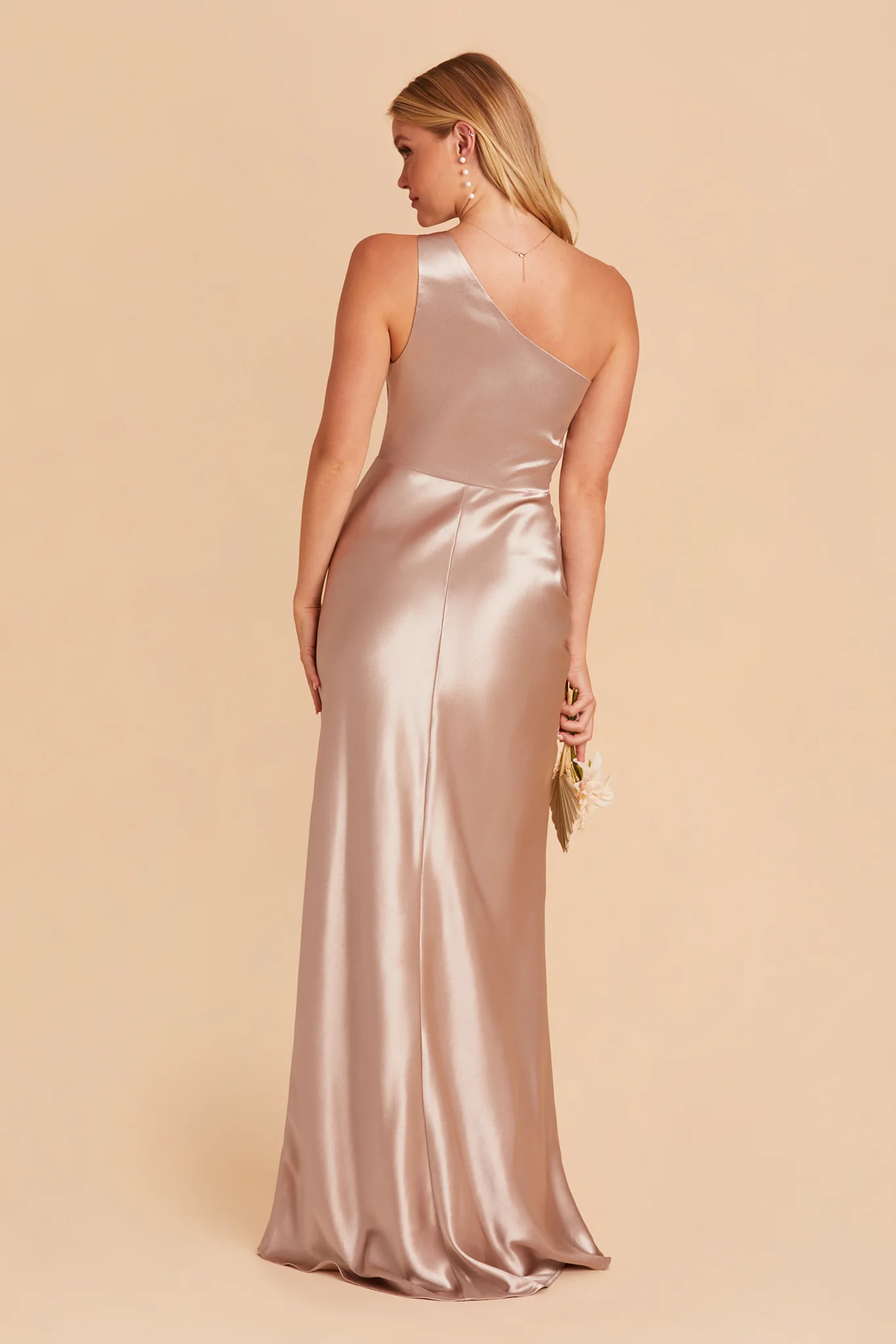 Kira Shiny Satin Dress - Taupe - Image 8