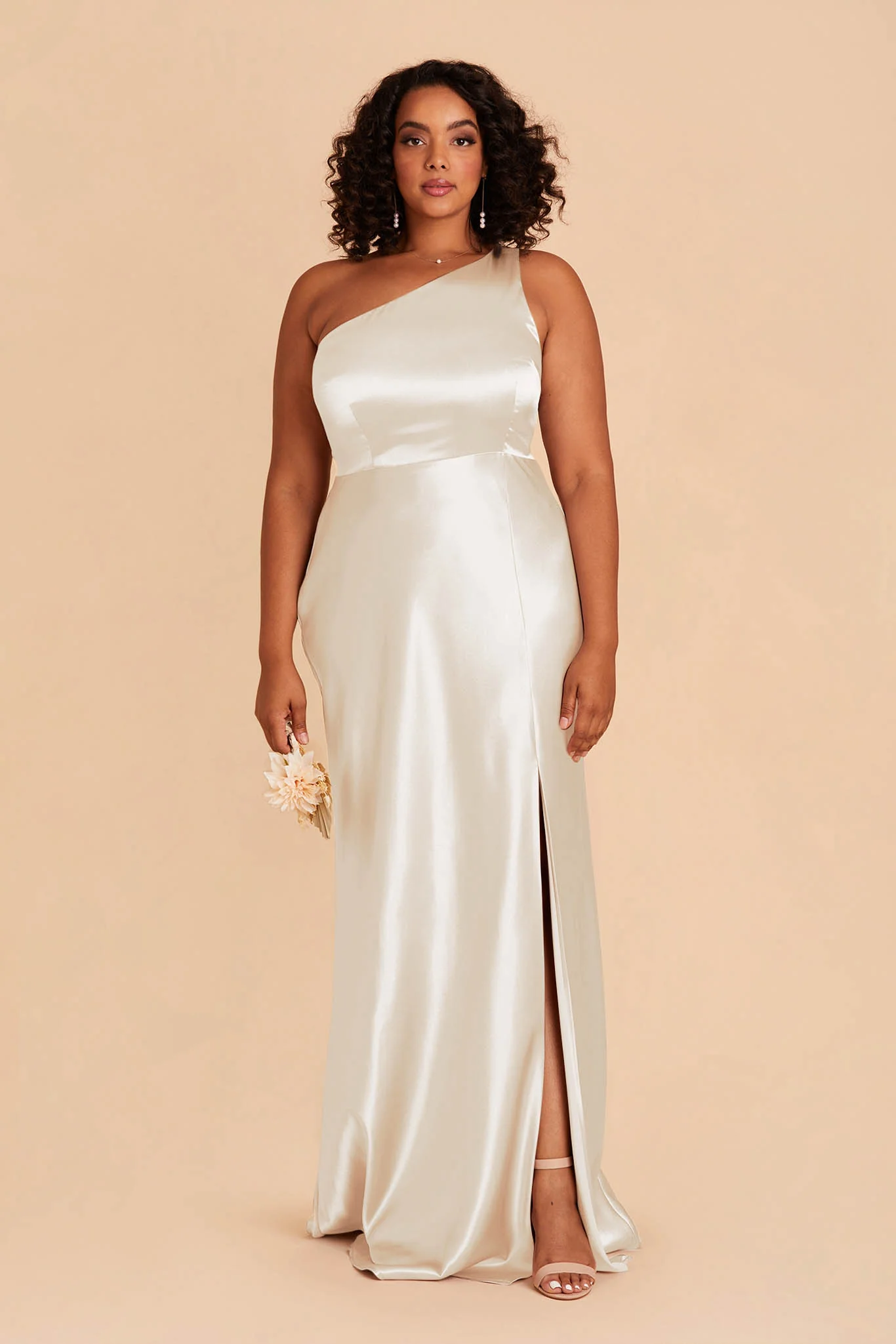 Kira Shiny Satin Dress - White - Image 2