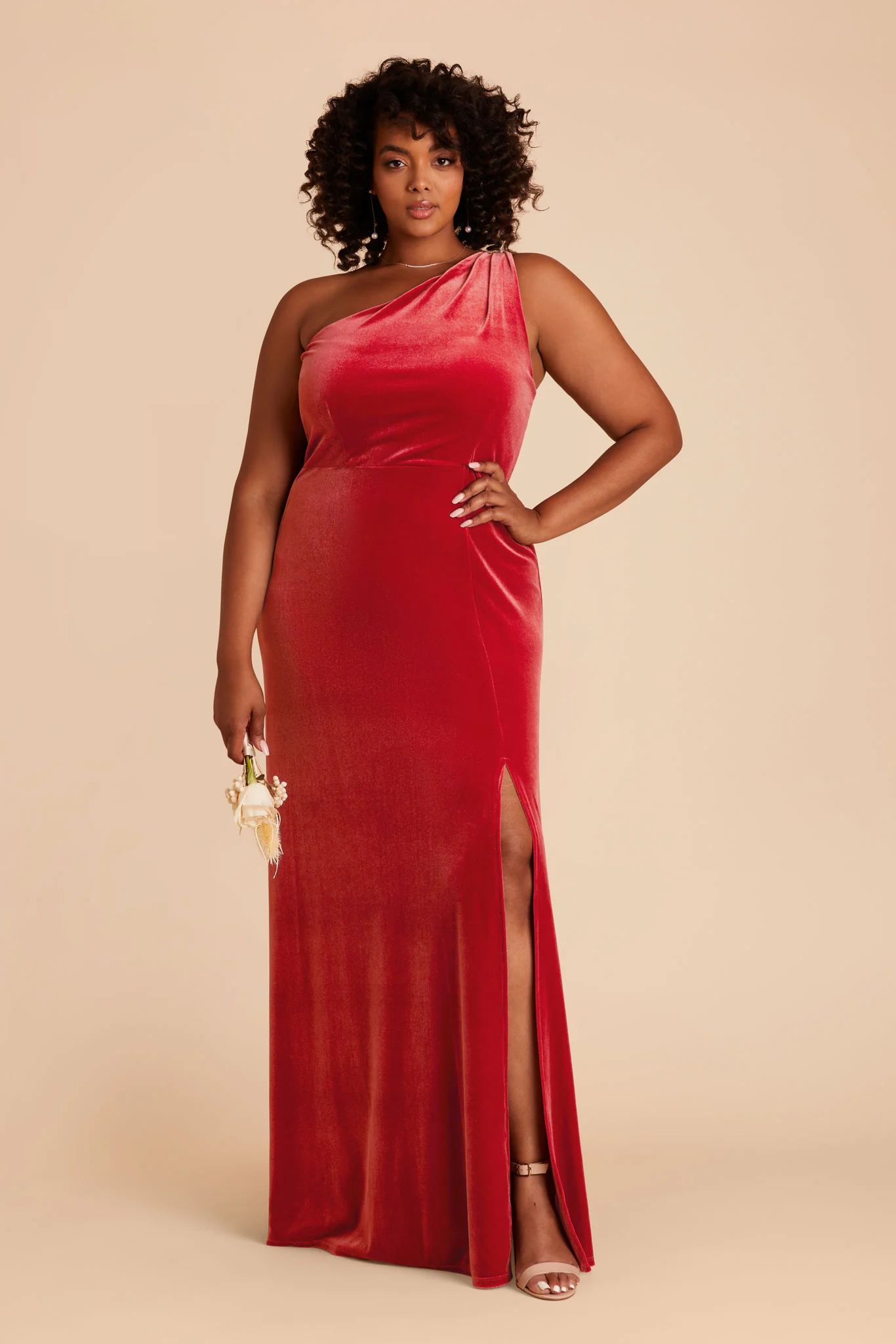 Kira Velvet Dress - Ruby Red - Image 2