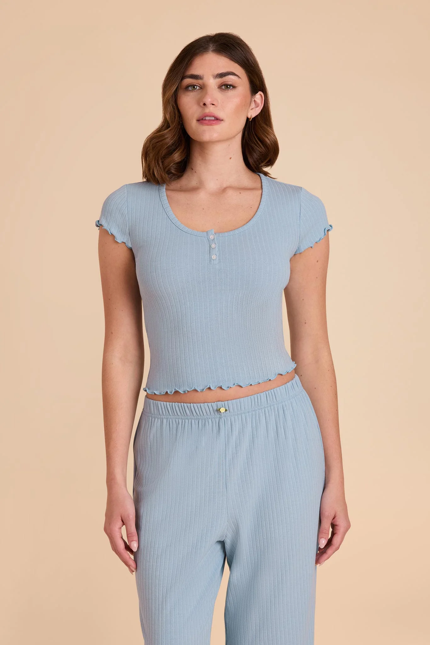Lana Pointelle Pajama Set - Mist Blue - Image 4
