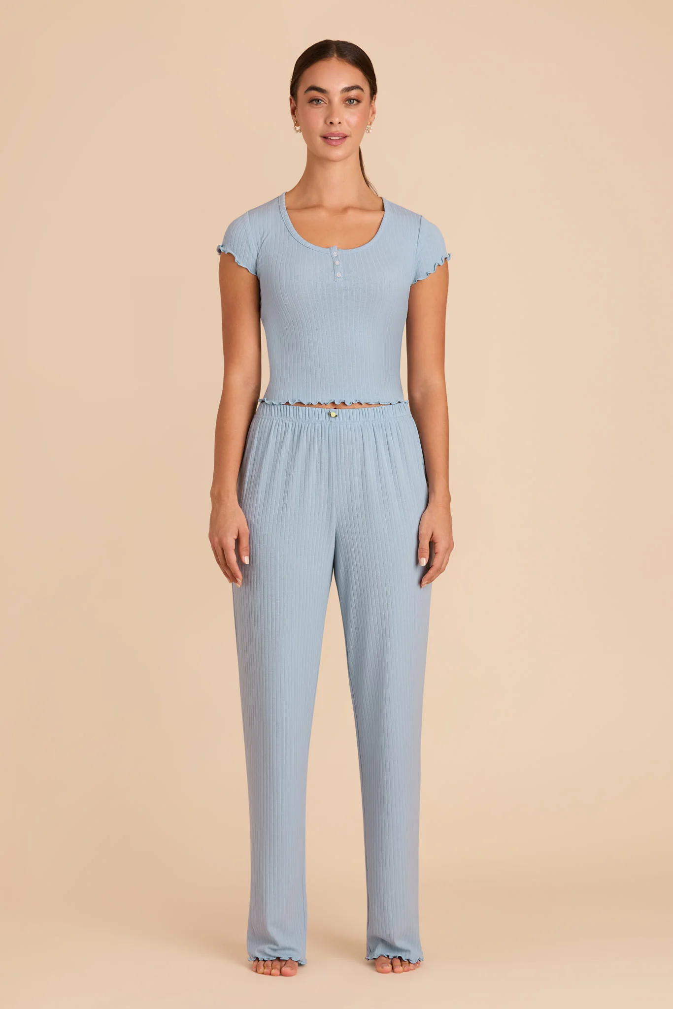 Lana Pointelle Pajama Set - Mist Blue - Image 7