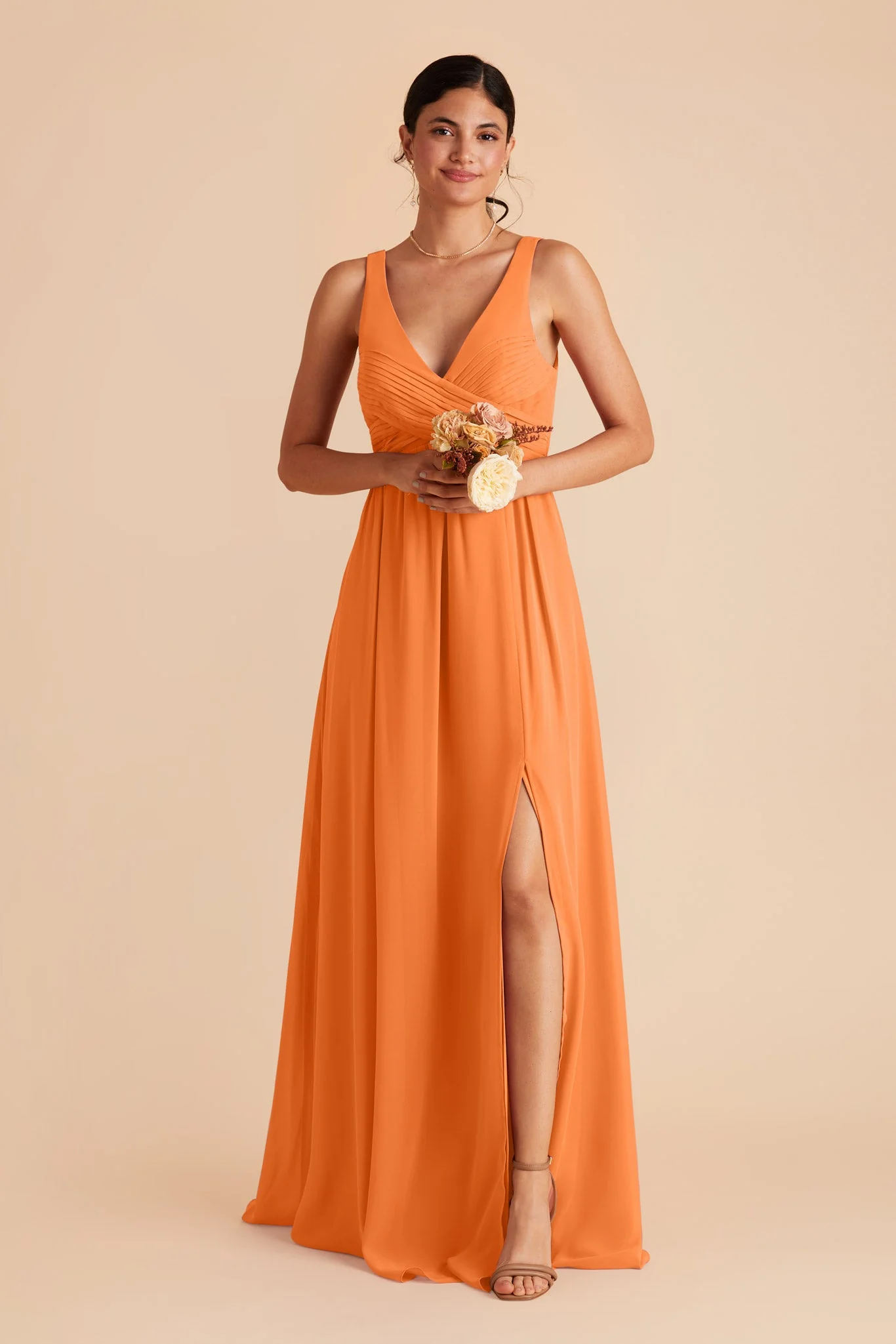 Laurie Chiffon Dress - Apricot - Image 3