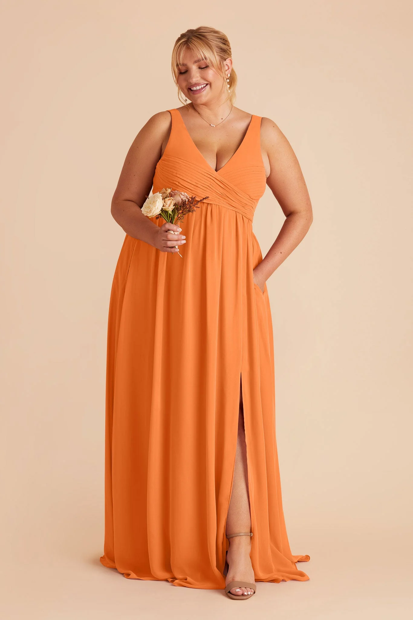 Laurie Chiffon Dress - Apricot - Image 6