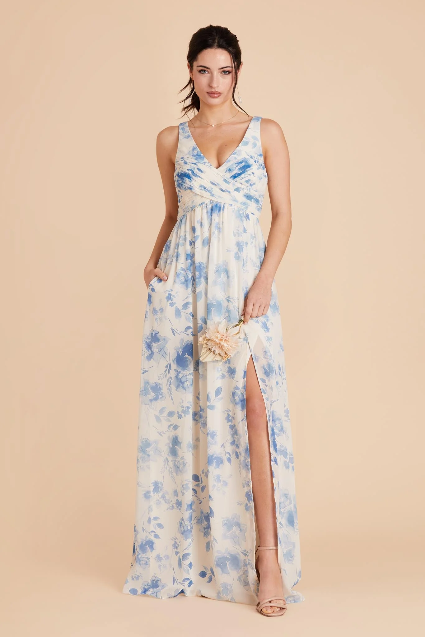 Laurie Chiffon Dress - Blue Rococo Floral - Image 7