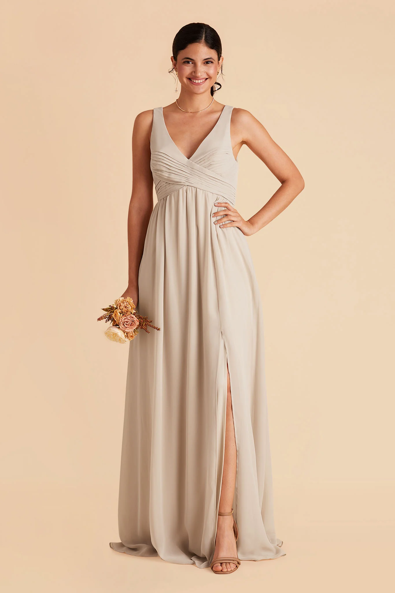 Laurie Chiffon Dress - Classic Champagne - Image 4