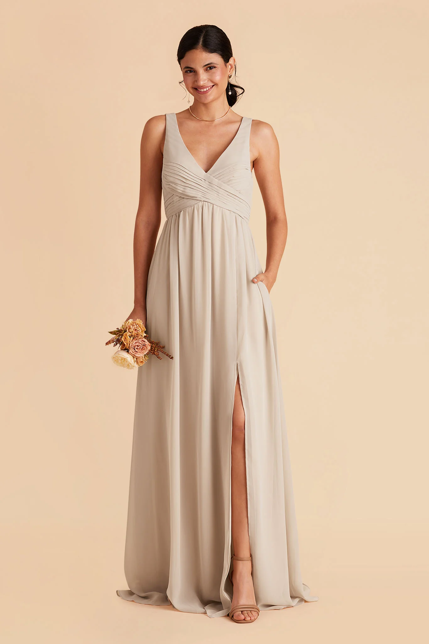 Laurie Chiffon Dress - Classic Champagne - Image 5