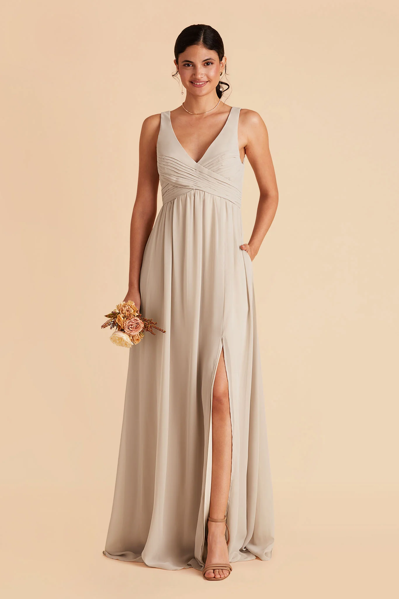 Laurie Chiffon Dress - Classic Champagne - Image 7