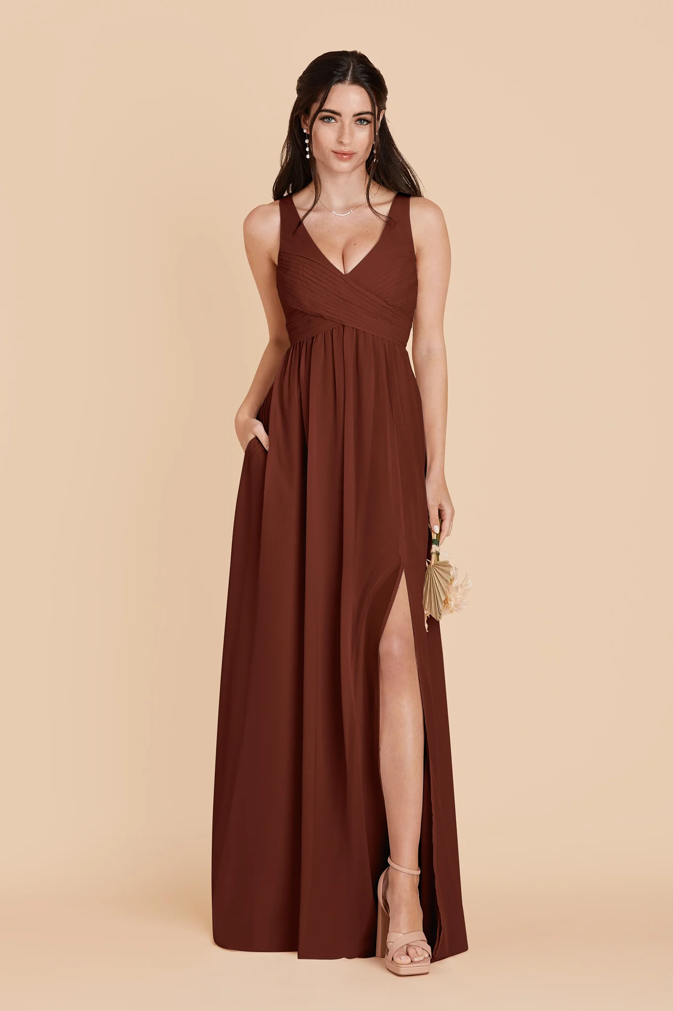 Laurie Chiffon Dress - Cognac - Image 3