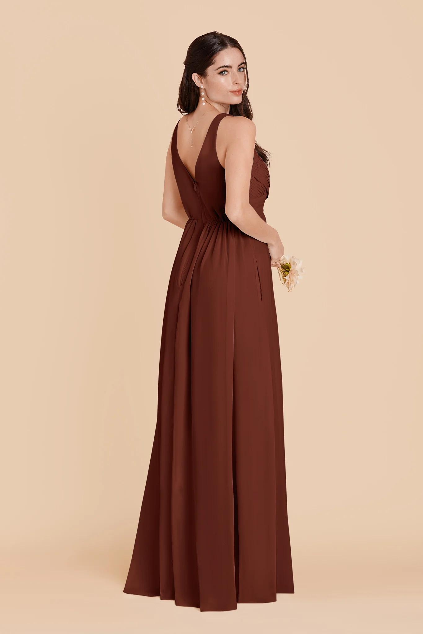 Laurie Chiffon Dress - Cognac - Image 4