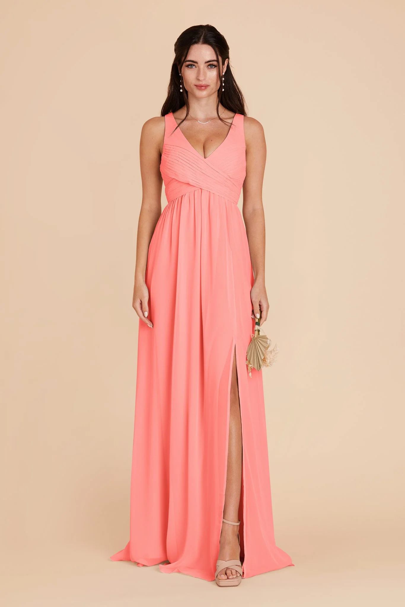 Laurie Chiffon Dress - Coral Pink - Image 2