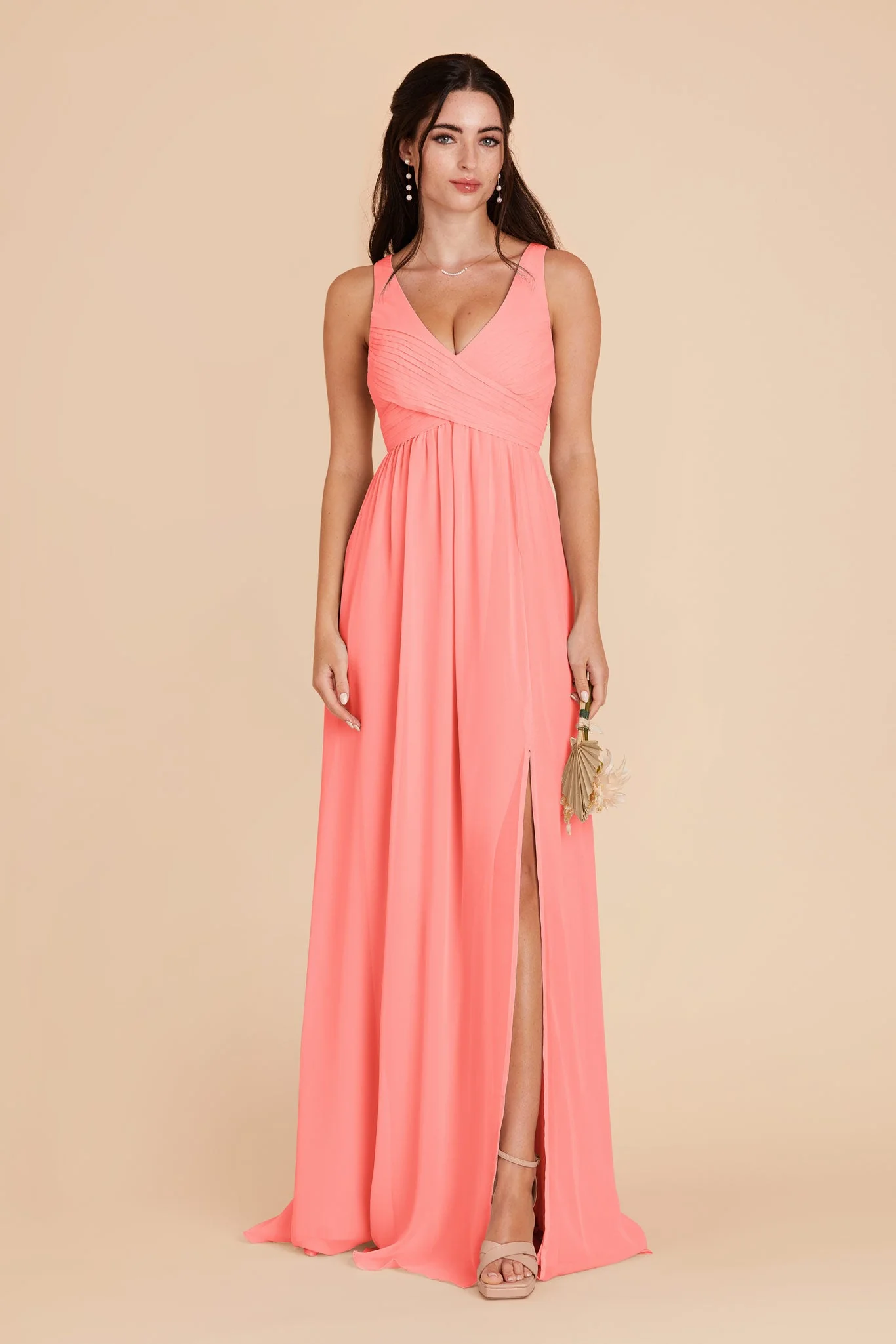 Laurie Chiffon Dress - Coral Pink - Image 4